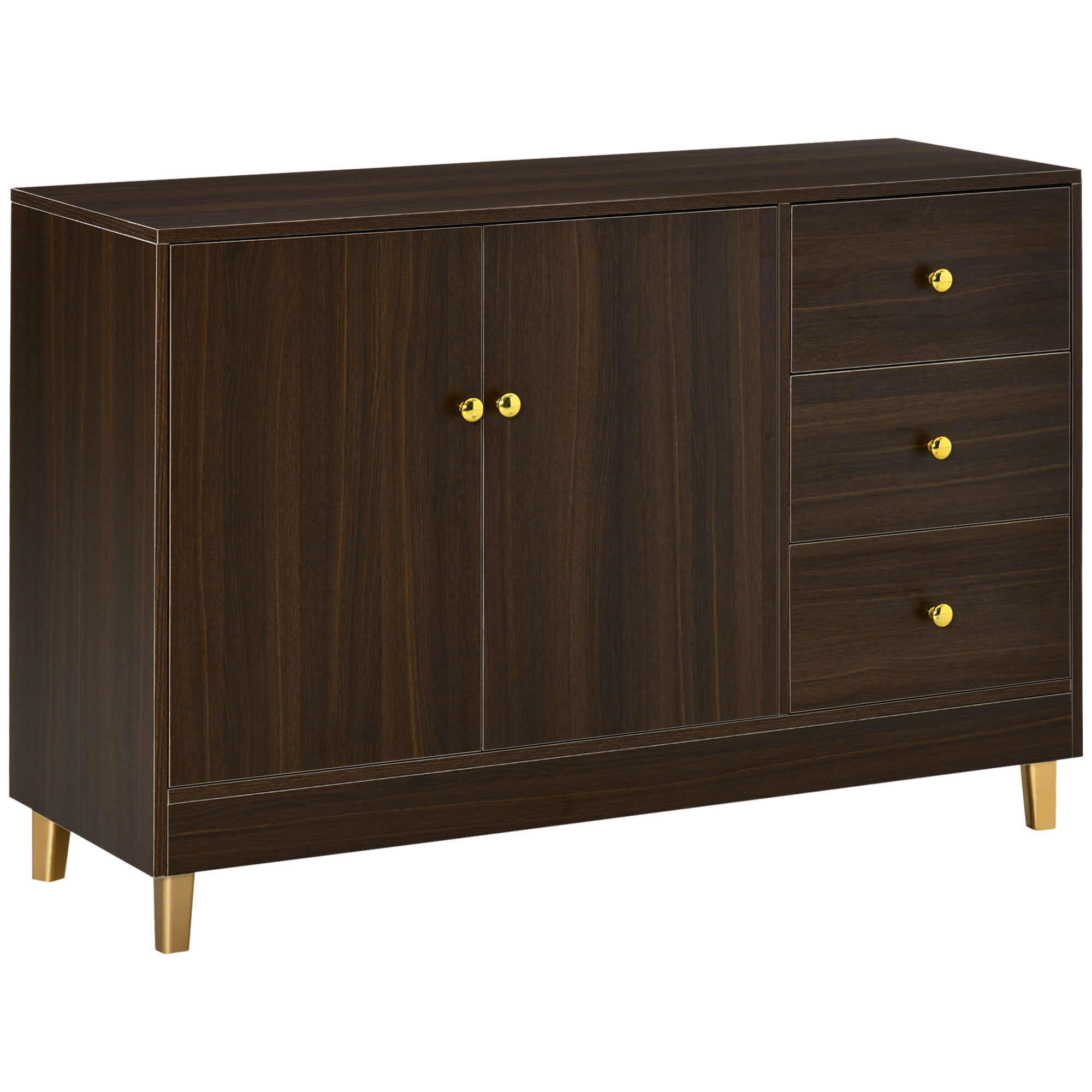 HOMCOM Credenza Moderna con 3 Cassetti e Ripiano Interno Regolabile in MDF, adatto a ogni Spazio Interno, 120x42.5x80cm, Marrone