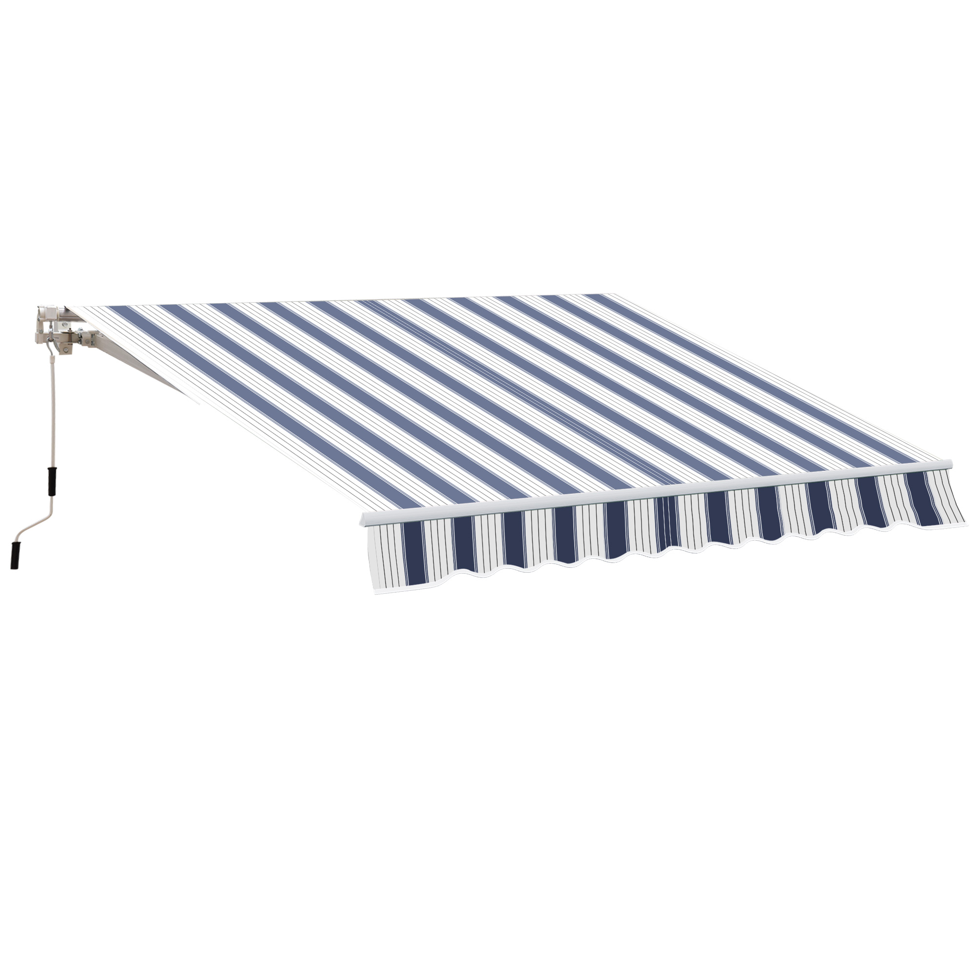 Outsunny Tenda da Sole Avvolgibile Manuale Esterno Tessuto di Poliestere 2.5 × 2m Blu e bianco