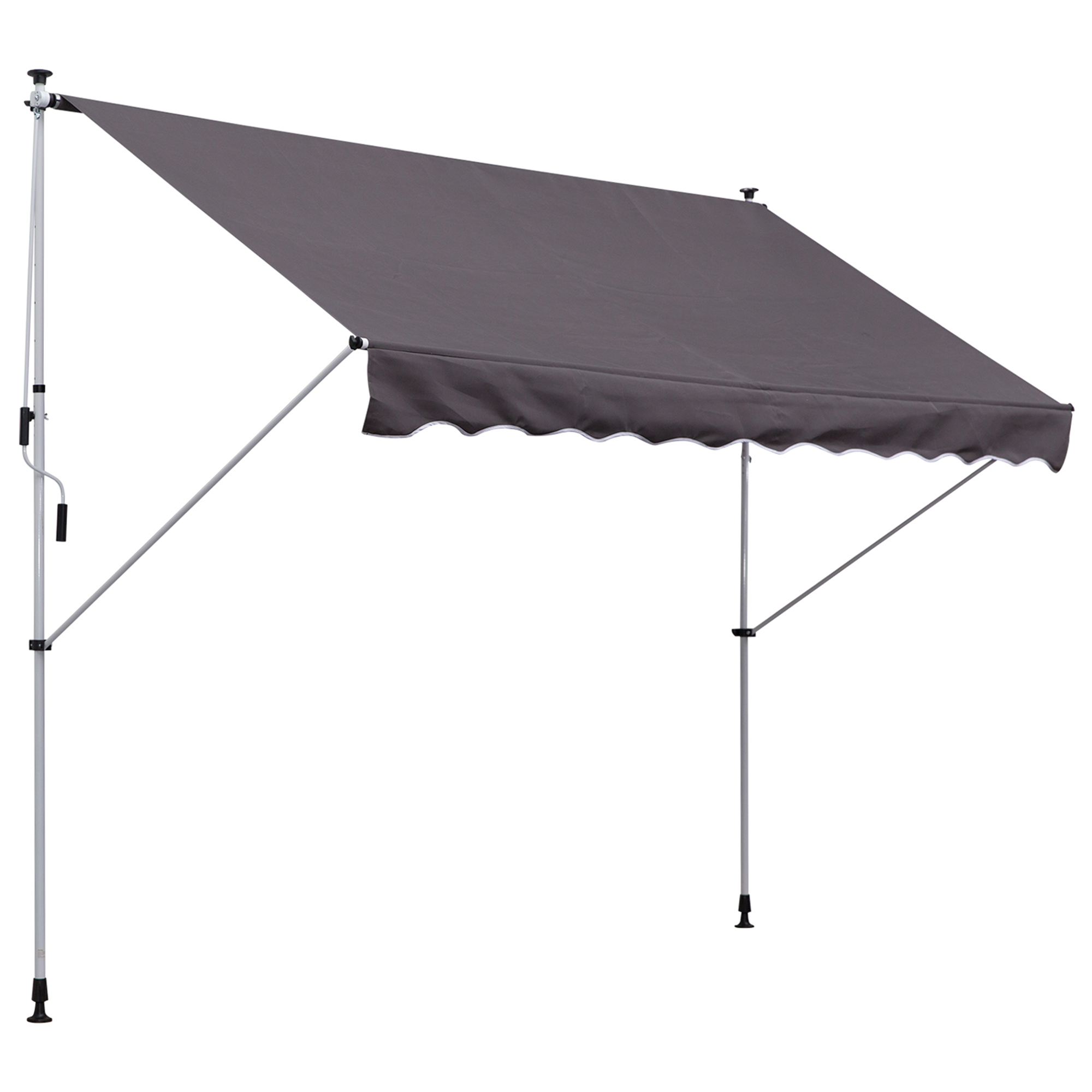 Outsunny Tenda da Sole a Bracci con Manovella, Struttura Telescopica in Metallo e Parasole in Poliestere 300x150cm Grigio