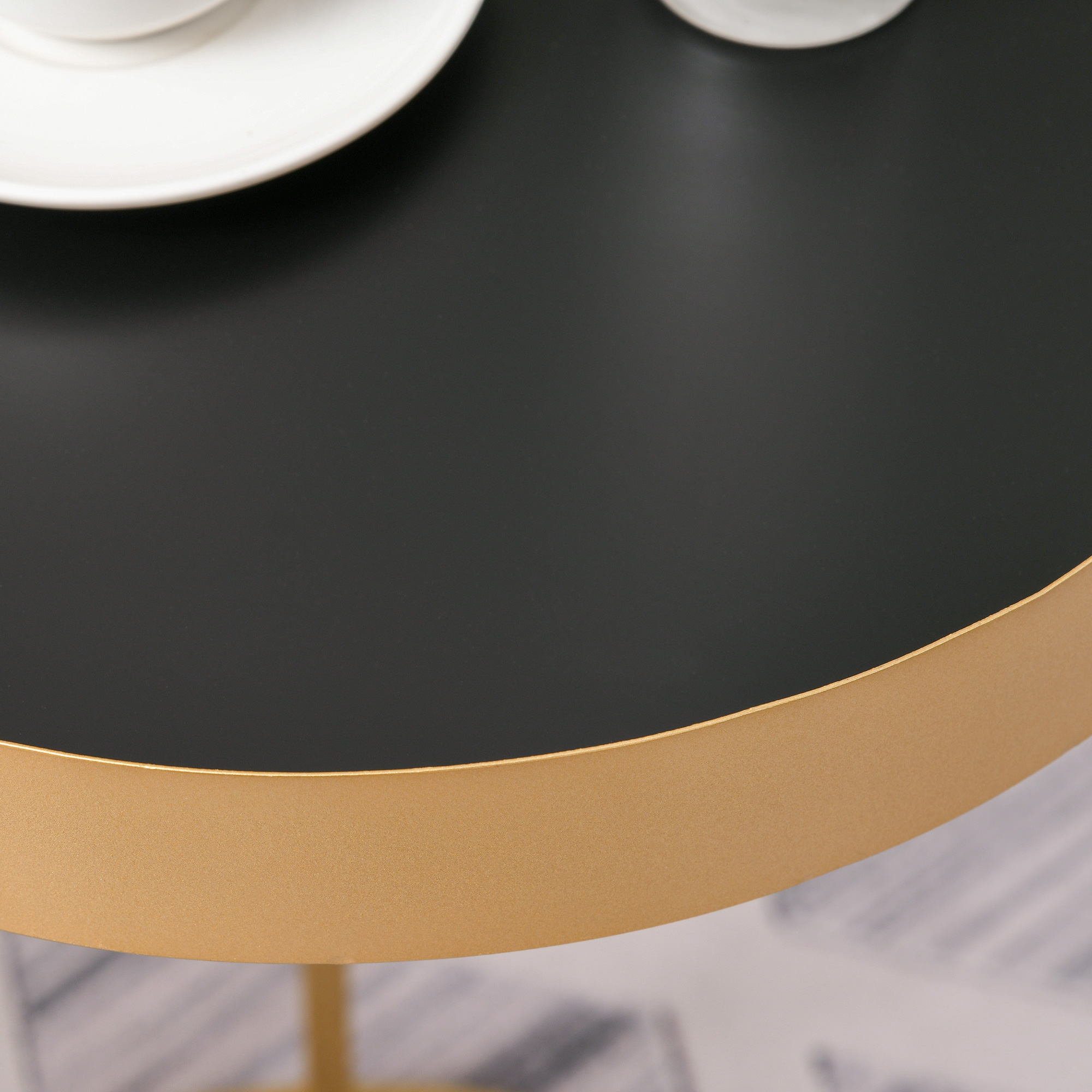 HOMCOM Nesting Coffee Tables, Set of 2, Gold Metal Frame, Marble Colour Embedded Tabletop, Versatile for Living Room, Bedroom.