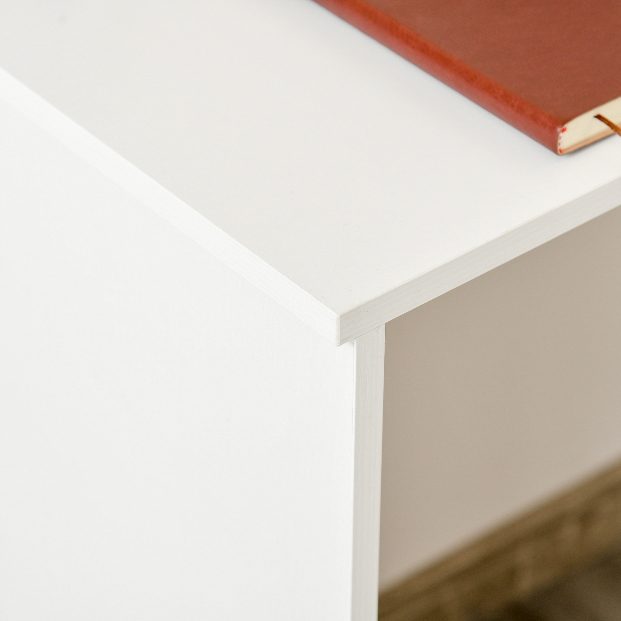 HOMCOM L-Shaped corner computer desk Table Study Table PC Workstation with Storage Shelf Drawer Home Office white