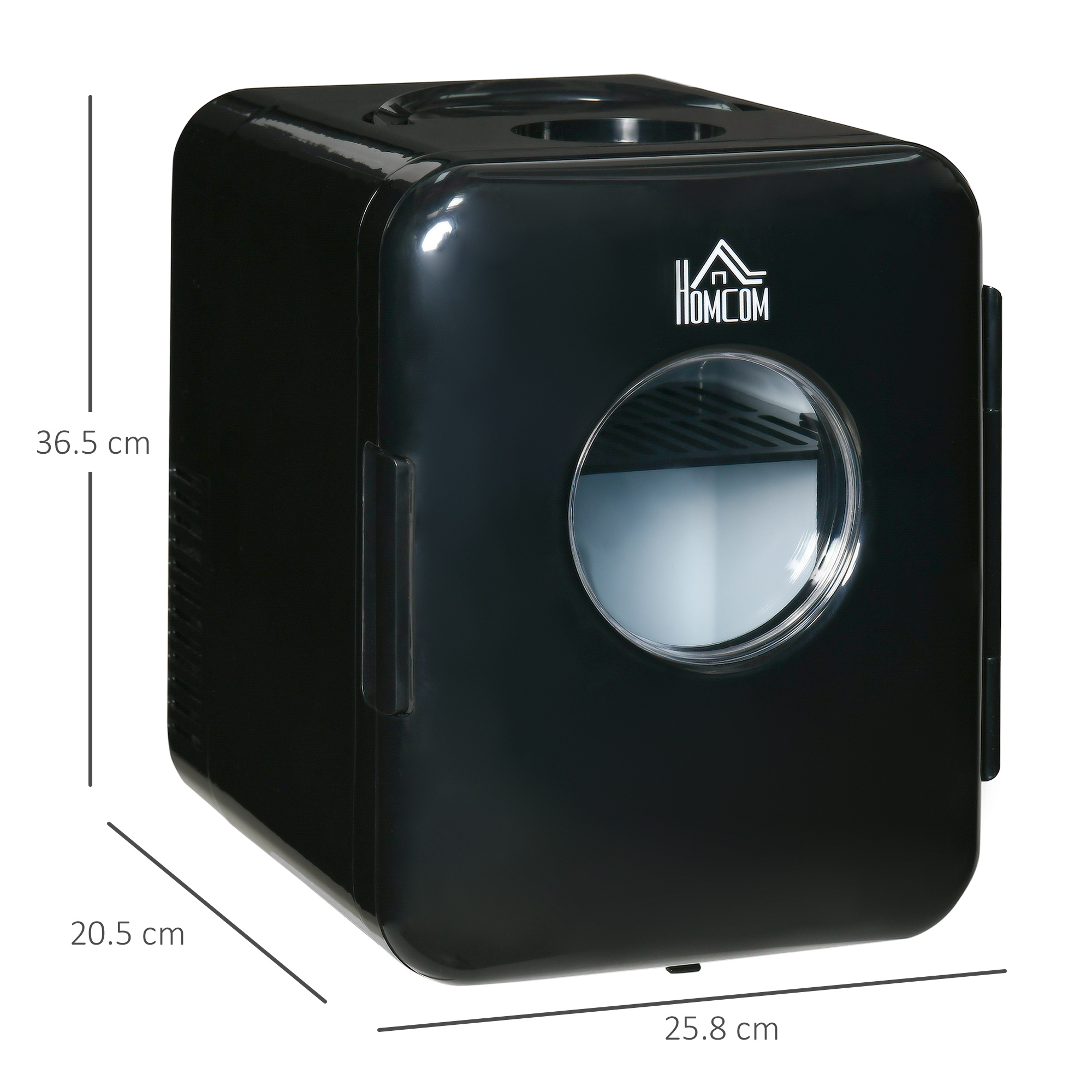 HOMCOM 4 L/6 Can Mini Fridge, AC+DC Portable Cooler & Warmer for Skincare, Makeup, Cosmetics, Food, for Bedroom, Home, Caravan, Car, Black