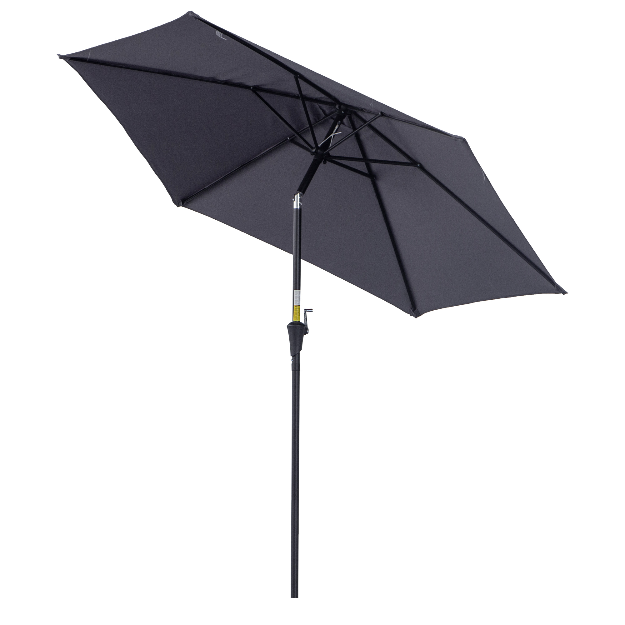 Outsunny Ombrellone da Giardino con Manovella e Testa Inclinabile, in Alluminio e Poliestere Grigio e Nero, Φ2.7x2.35m