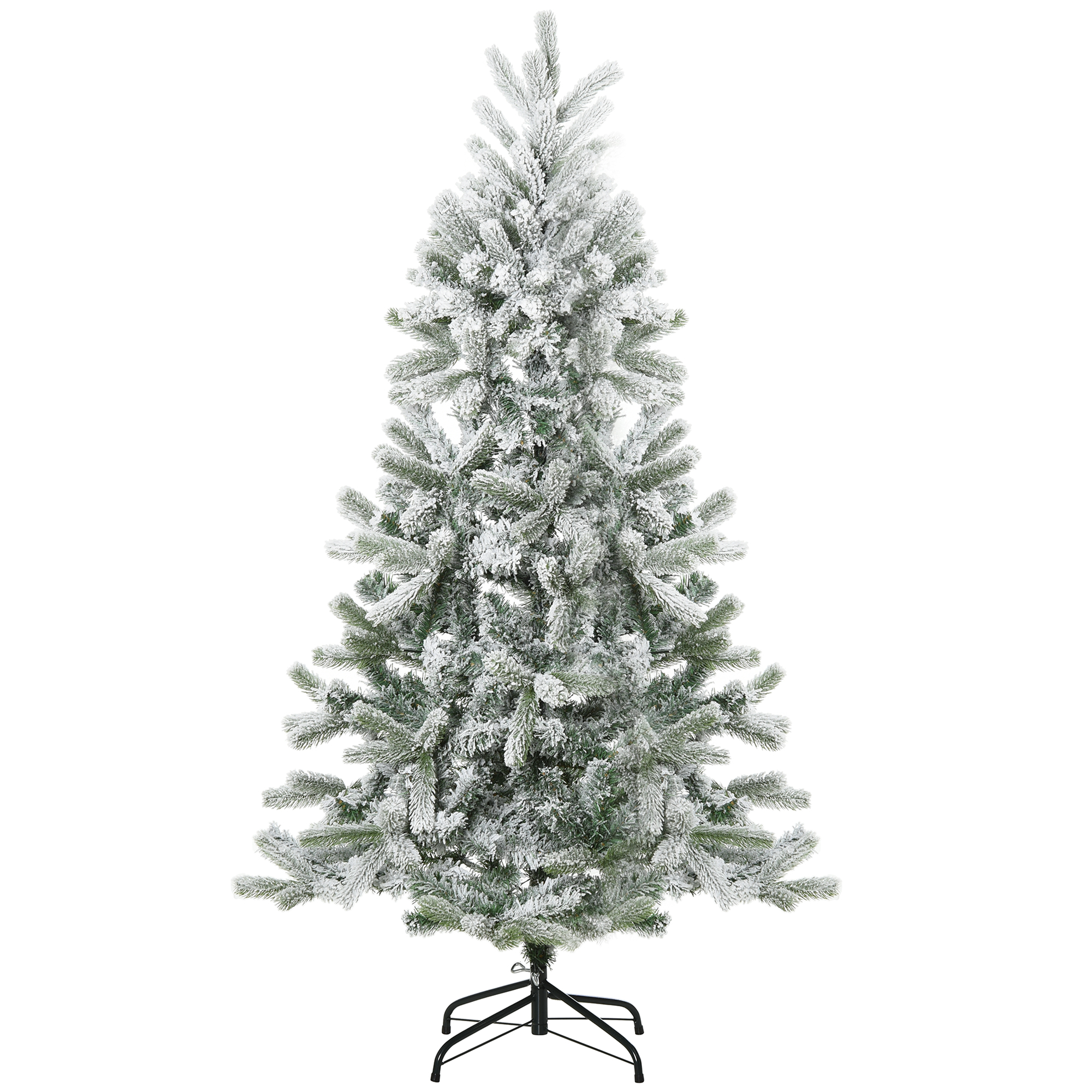 HOMCM 5ft Artificial Snow-Flocked Tree Holiday Home Indoor Christmas ...