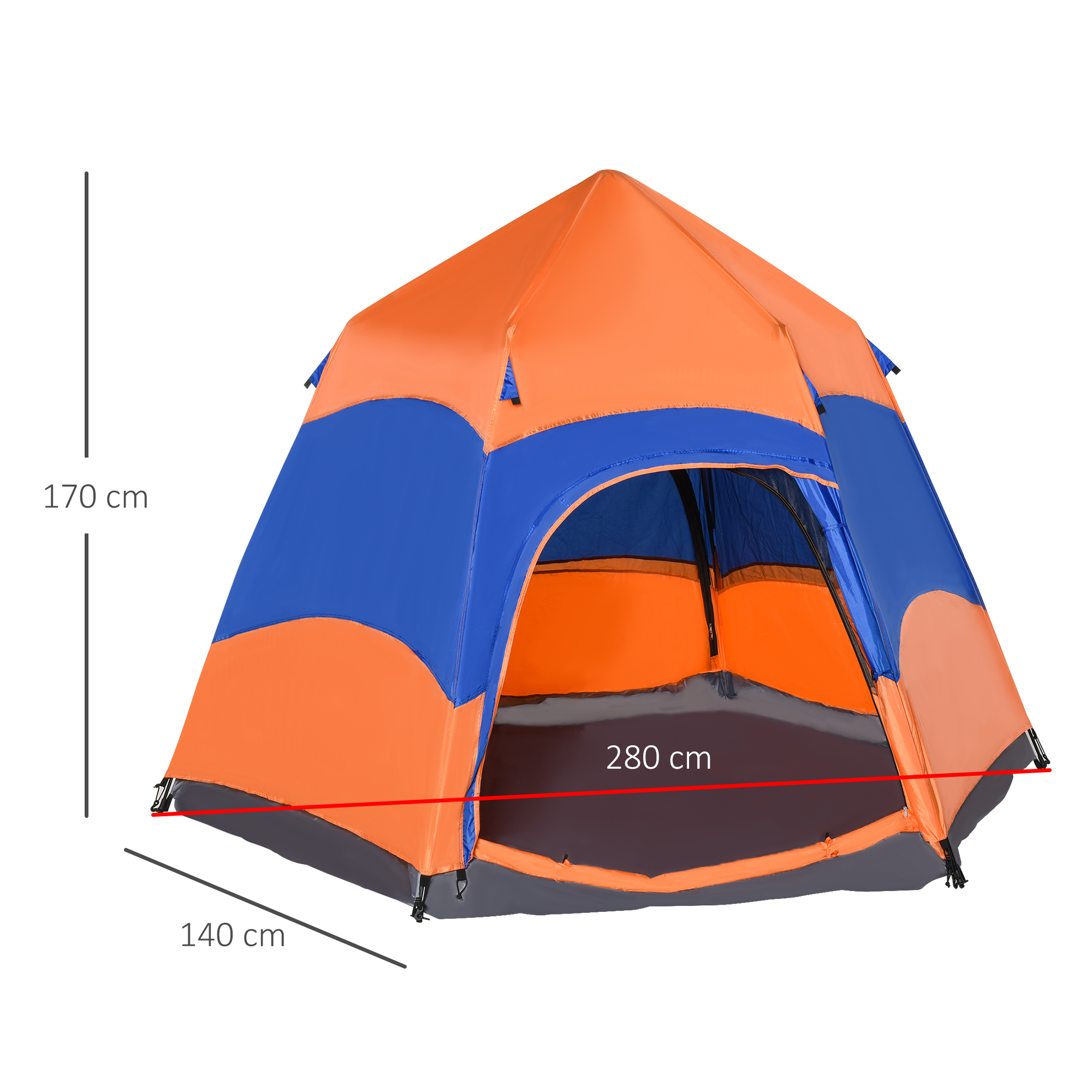 Outsunny Hexagon Pop Up Tent for Six, Portable Shelter for Camping, Festivals, Hiking, Family Use