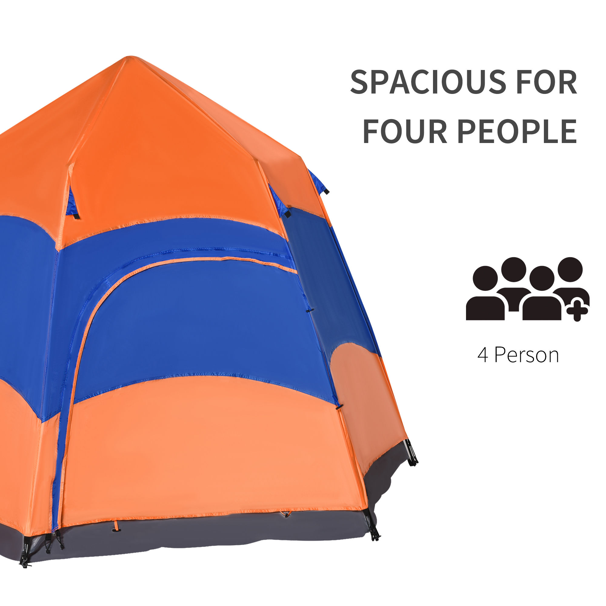 Outsunny Hexagon Pop Up Tent for Six, Portable Shelter for Camping, Festivals, Hiking, Family Use
