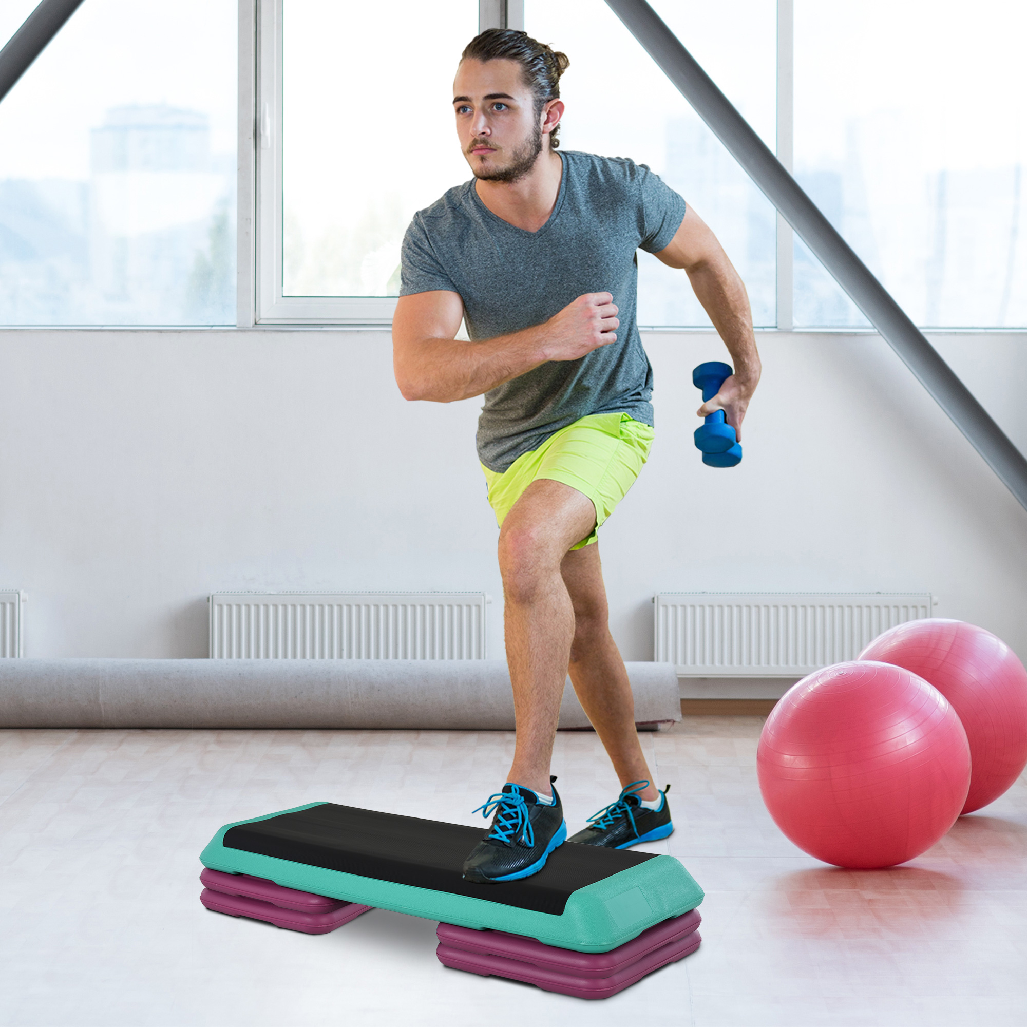 HOMCOM Adjustable Aerobic Stepper, 3-Level Exercise Platform with Non-Slip Surface, Compact Fitness Equipment, Black