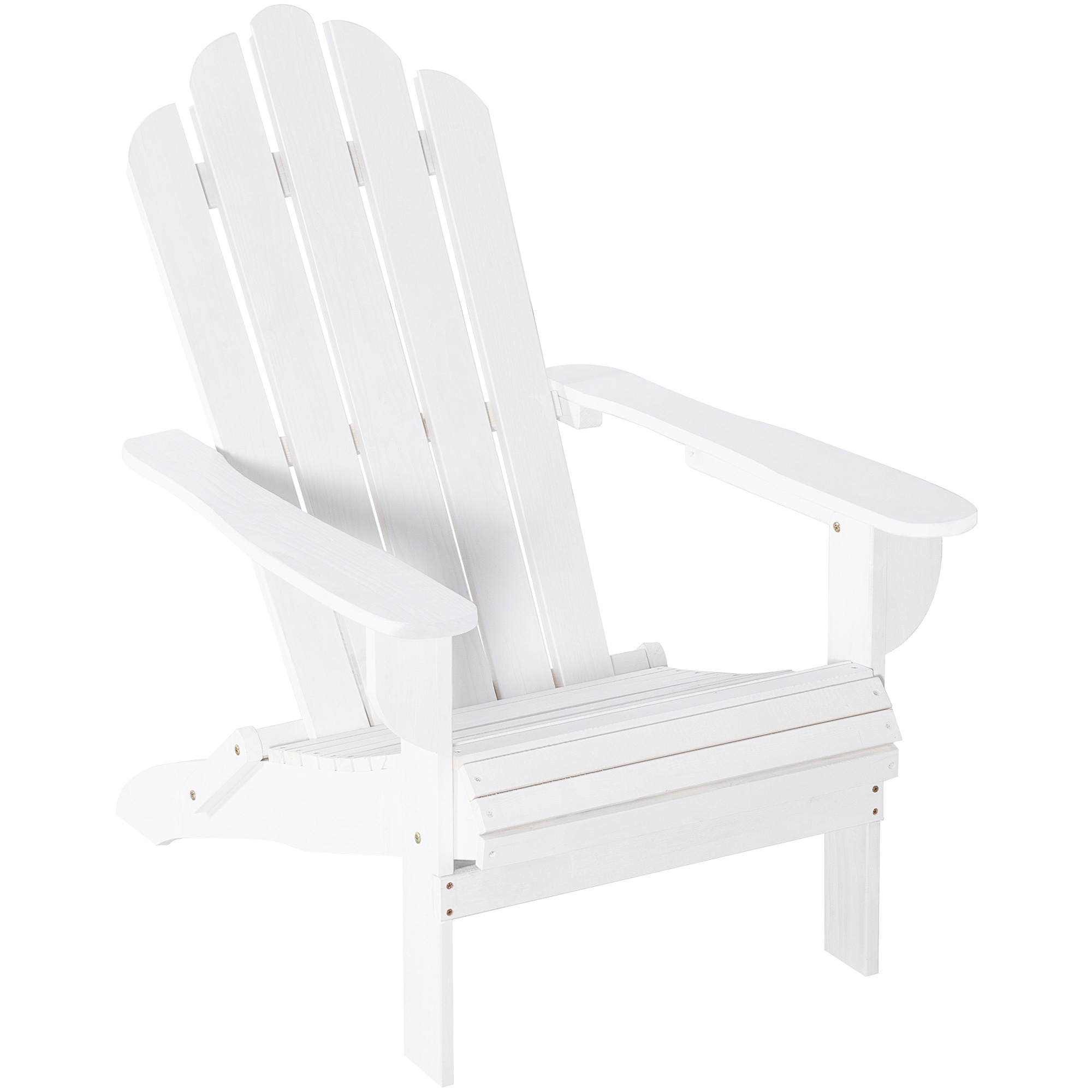 Outsunny Silla Adirondack de Madera Plegable Silla de Jardín con Reposabrazos y Respaldo Alto Carga Max. 113 kg 73x73x92 cm Blanco