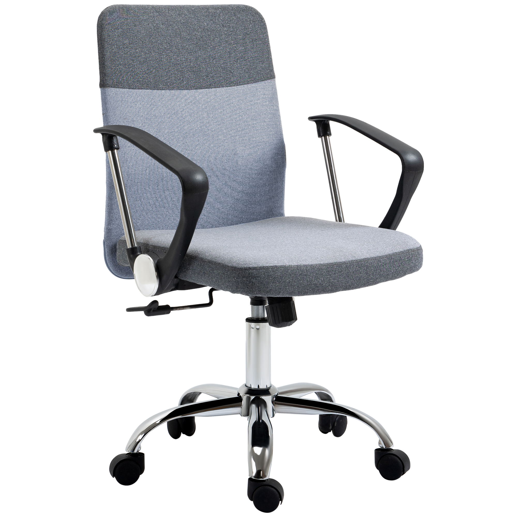 Vinsetto Linen Fabric Ergonomic Swivel Office Chair, Adjustable Desk Chair for Home Study with Wheels, Grey