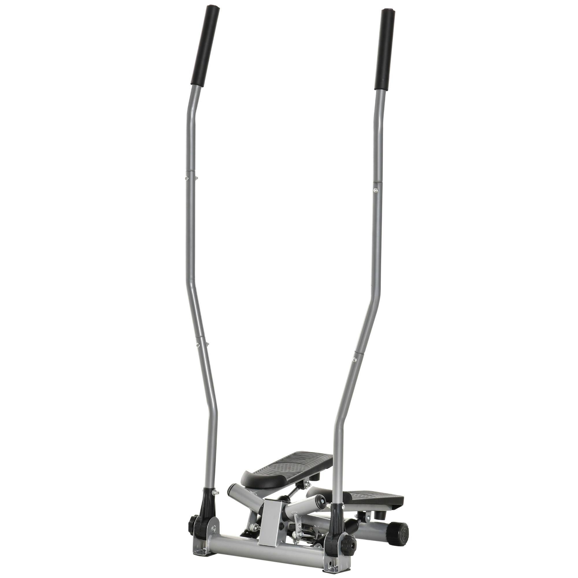 HOMCOM Stepper avec guidons appareil fitness avec écran LCD multifonction acier ABS 54 x 40 x 135 cm noir et argent
