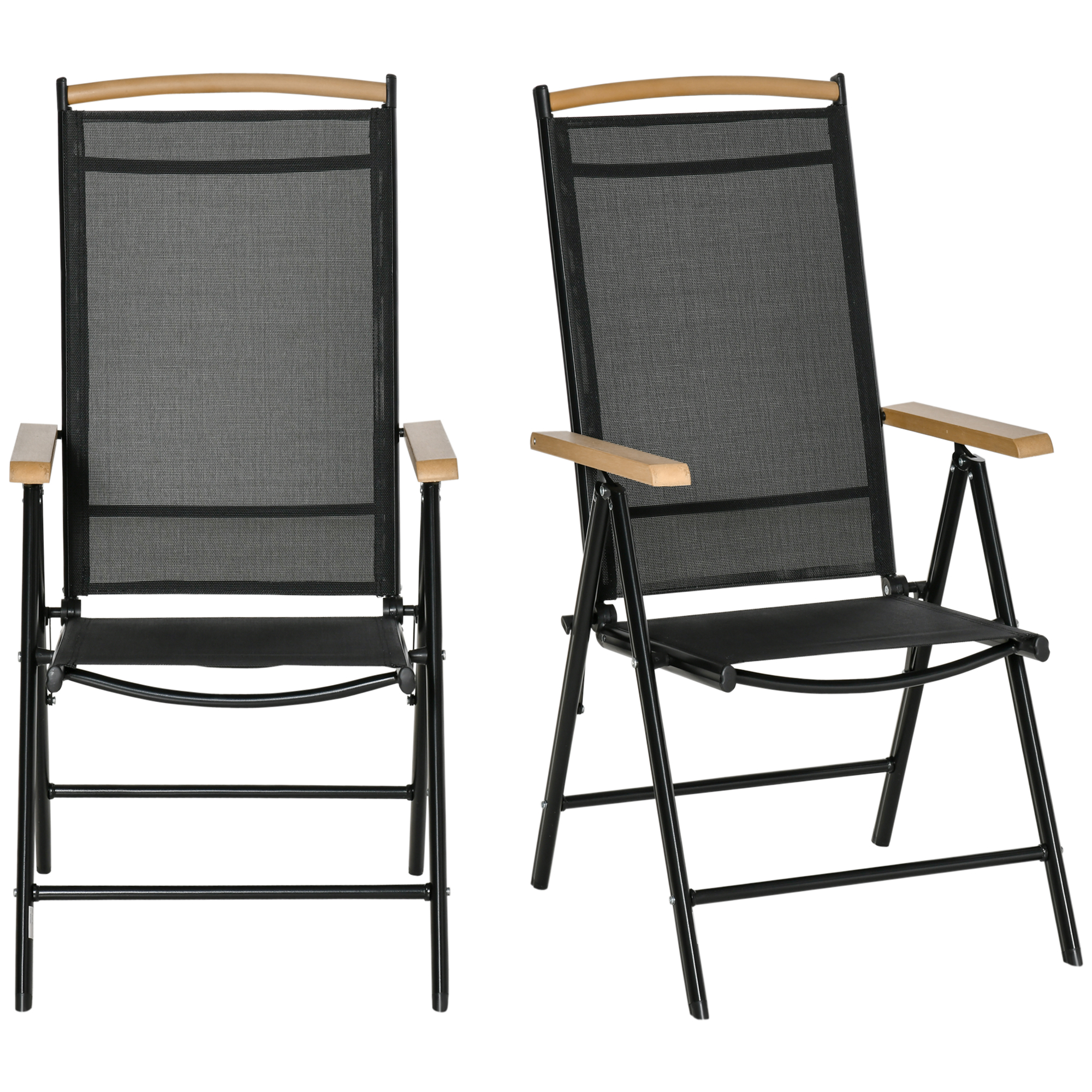 Outsunny set van 2 opklapbare tuinstoelen met rugleuning armleuningen Outsunny set van 2 opklapbare tuinstoelen met rugleuning armleuningen