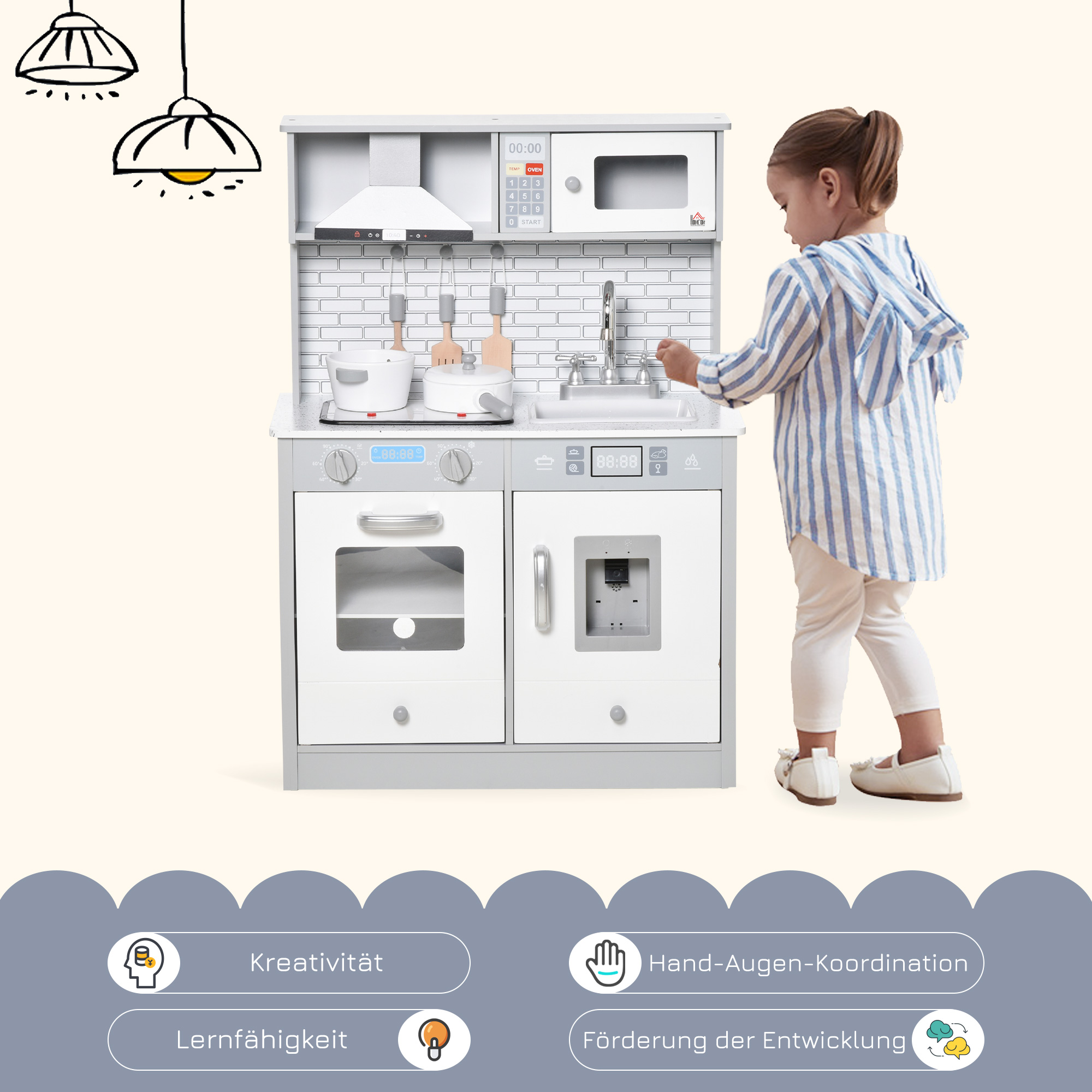 HOMCOM kinderkeuken 54,5 cm x 29 cm x 80 cm