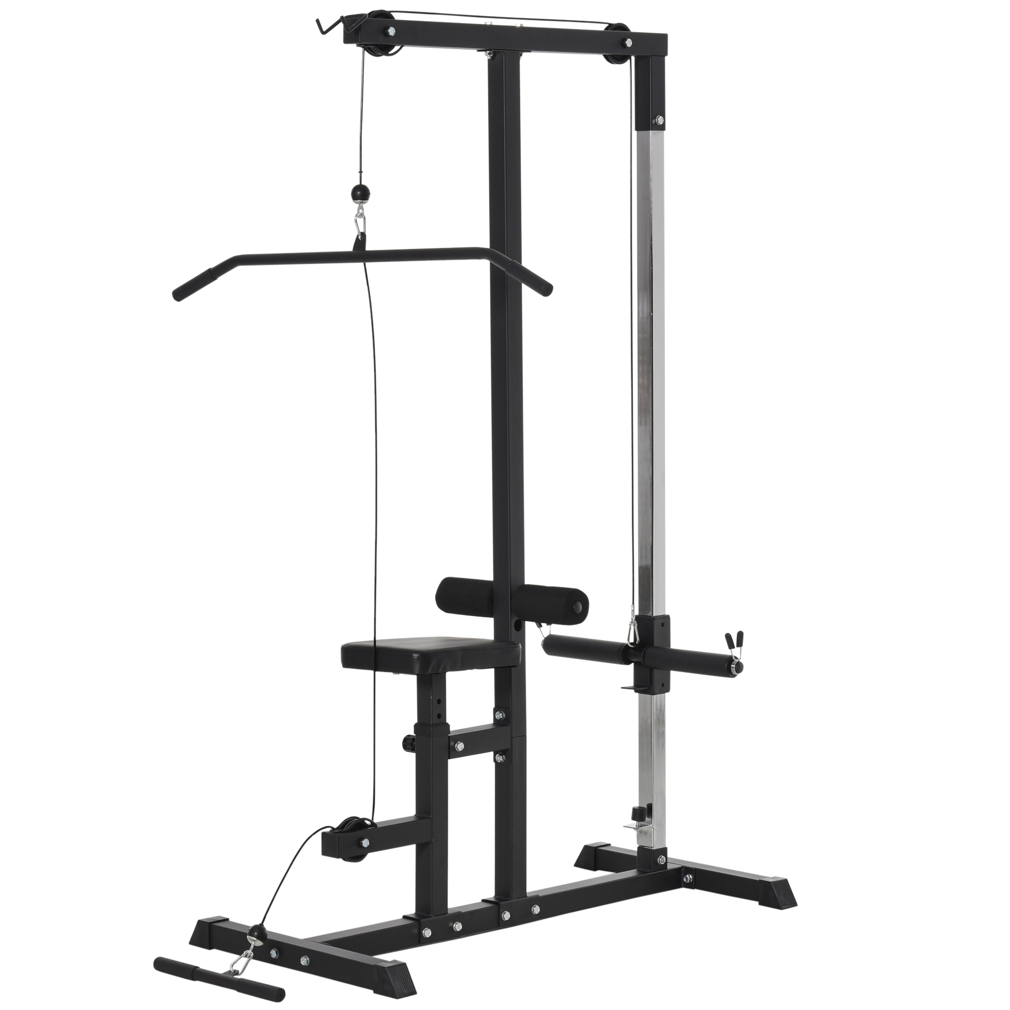 HOMCOM Exercise Pulley Machine Power Tower with Adjustable Seat ...