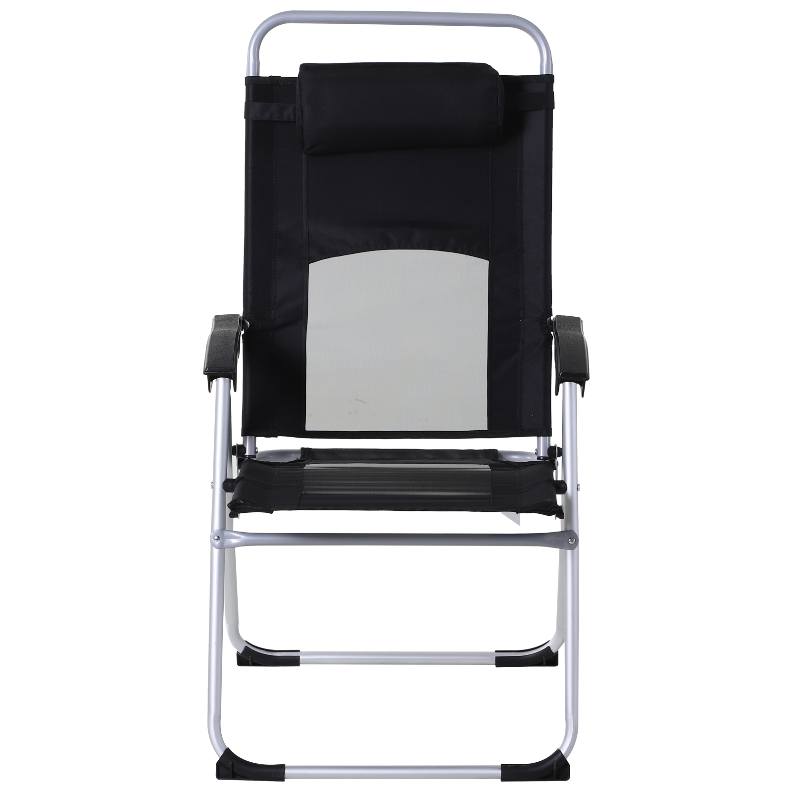 Outsunny Folding Garden Chair, Outdoor Patio Armchair with 3-Position Adjustable Recliner, Reclining Seat with Pillow for Comfort, Black