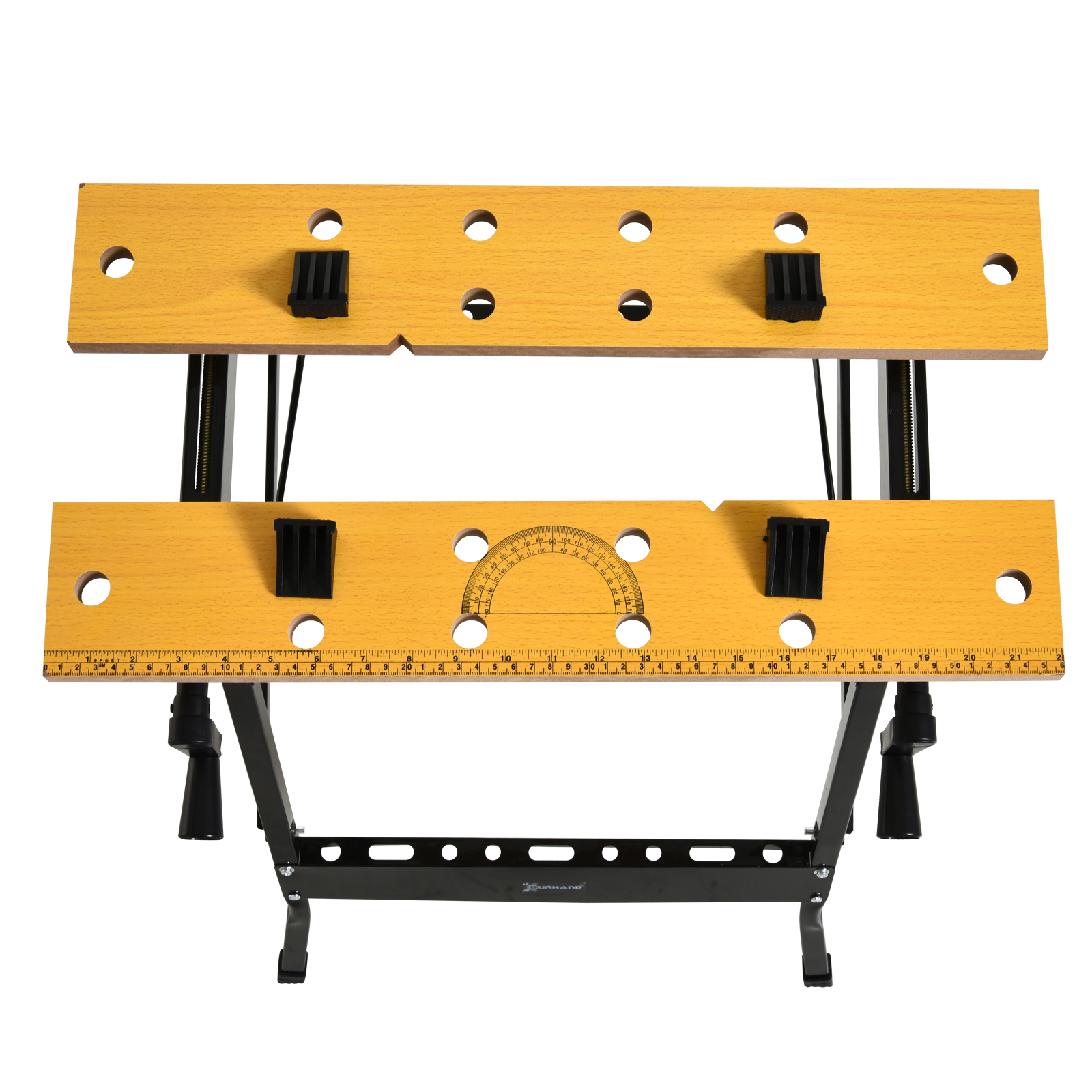 DURHAND Workbench 4-in-1, Sawhorse Folding Clamp Table with 4 Adjustable Clamping Pegs for DIY Projects, Home Garage, Black
