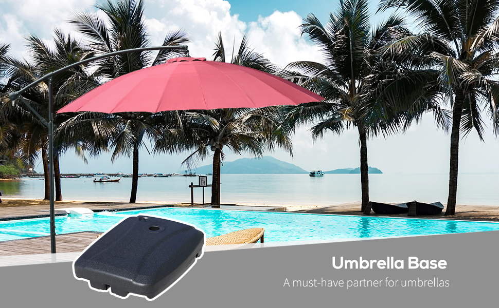 Outsunny Umbrella Base, HDPE, 60Lx80Wx16H cmBlack Aosom UK