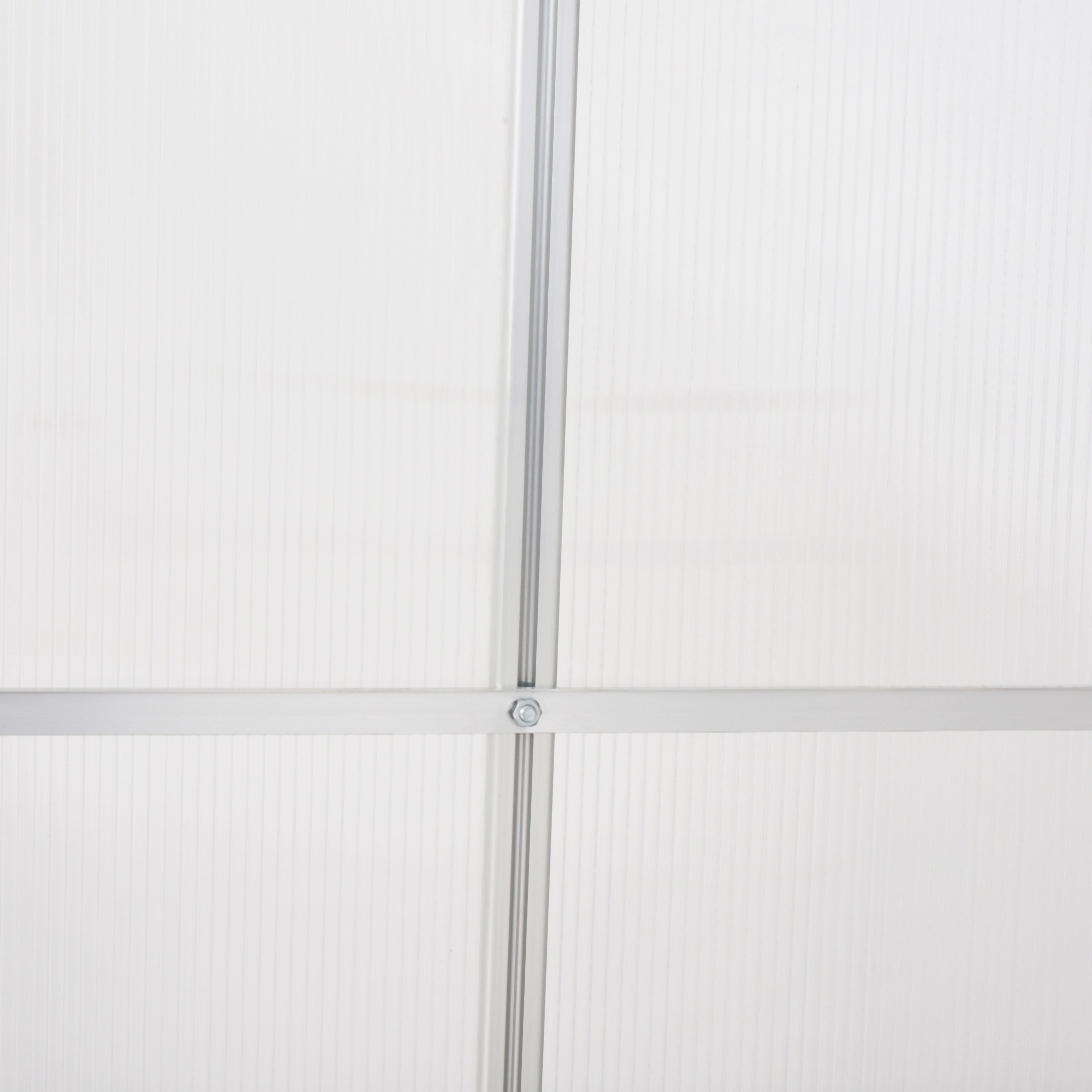 Outsunny 6 x 6 ft Walk-In Greenhouse Polycarbonate Lean to Greenhouse Grow House w/ Aluminium Frame, Sliding Door, Adjustable Window