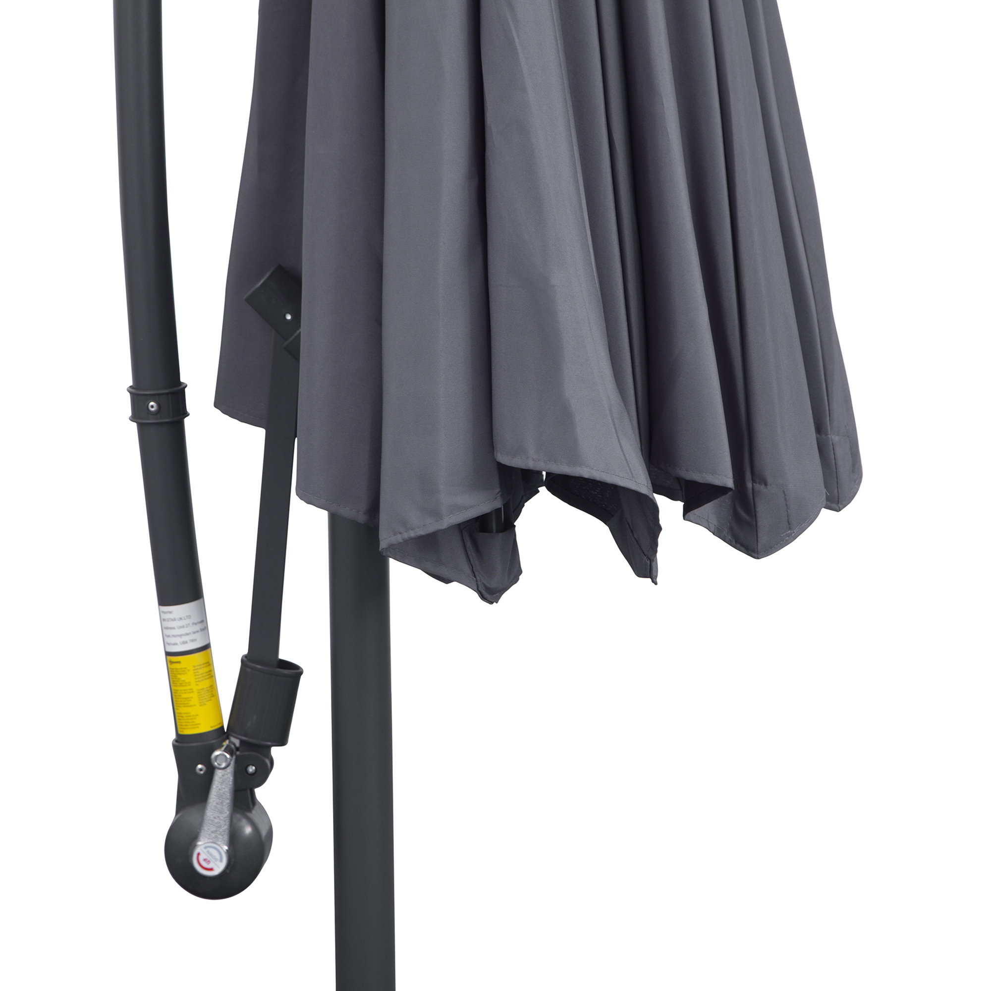Outsunny 3(m) Garden Banana Parasol Cantilever Umbrella with Crank Handle and Cross Base, 8 Ribs for Outdoor, Hanging Sun Shade, Grey