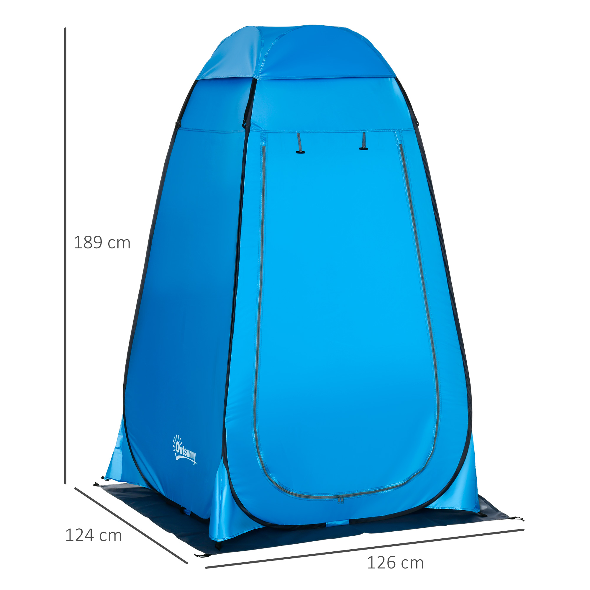 Outsunny Pop-Up Camping Shower Tent, Portable Outdoor Privacy Toilet, Changing Dressing Room with Carrying Bag, Blue