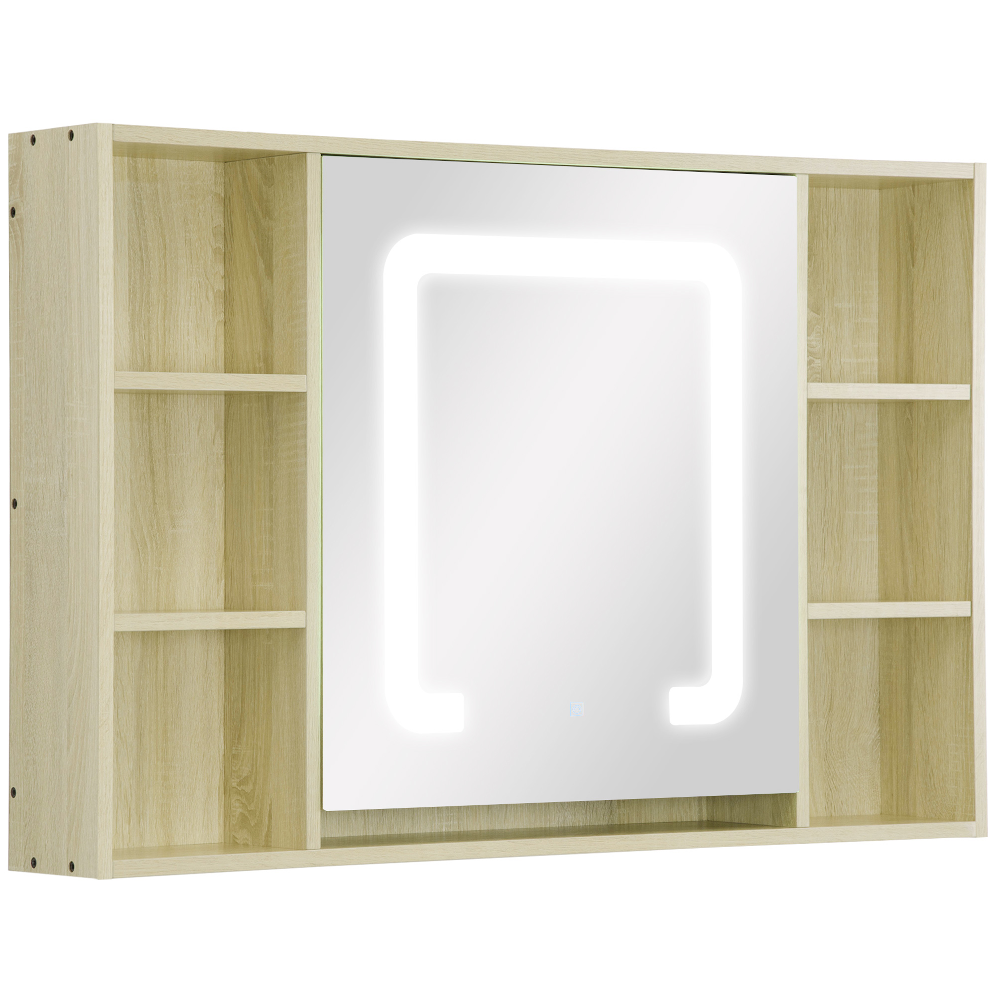kleankin LED Bathroom Mirror Cabinet, Wall Mounted Dimmable  