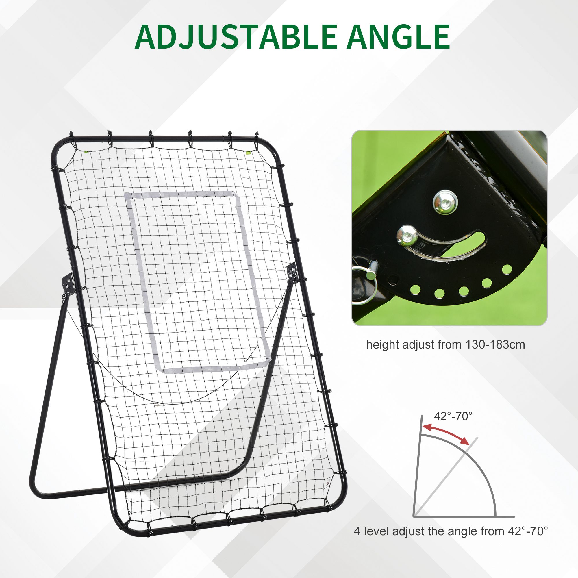 HOMCOM Football Training Rebounder Net, Adjustable Kickback Soccer Goal, Foldable for Kids & Adults, Black