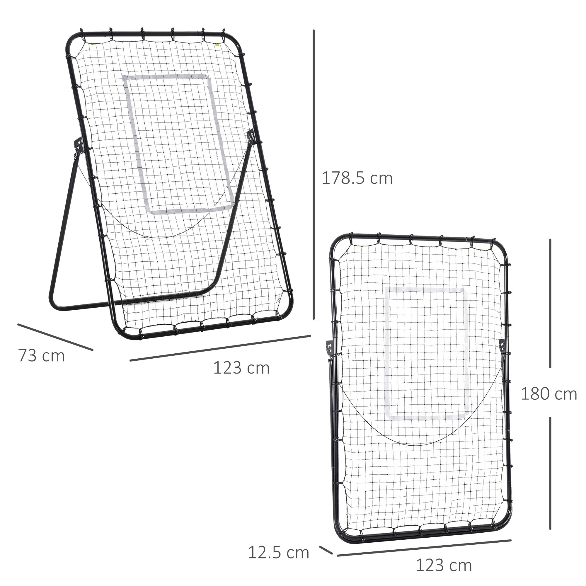 HOMCOM Football Training Rebounder Net, Adjustable Kickback Soccer Goal, Foldable for Kids & Adults, Black