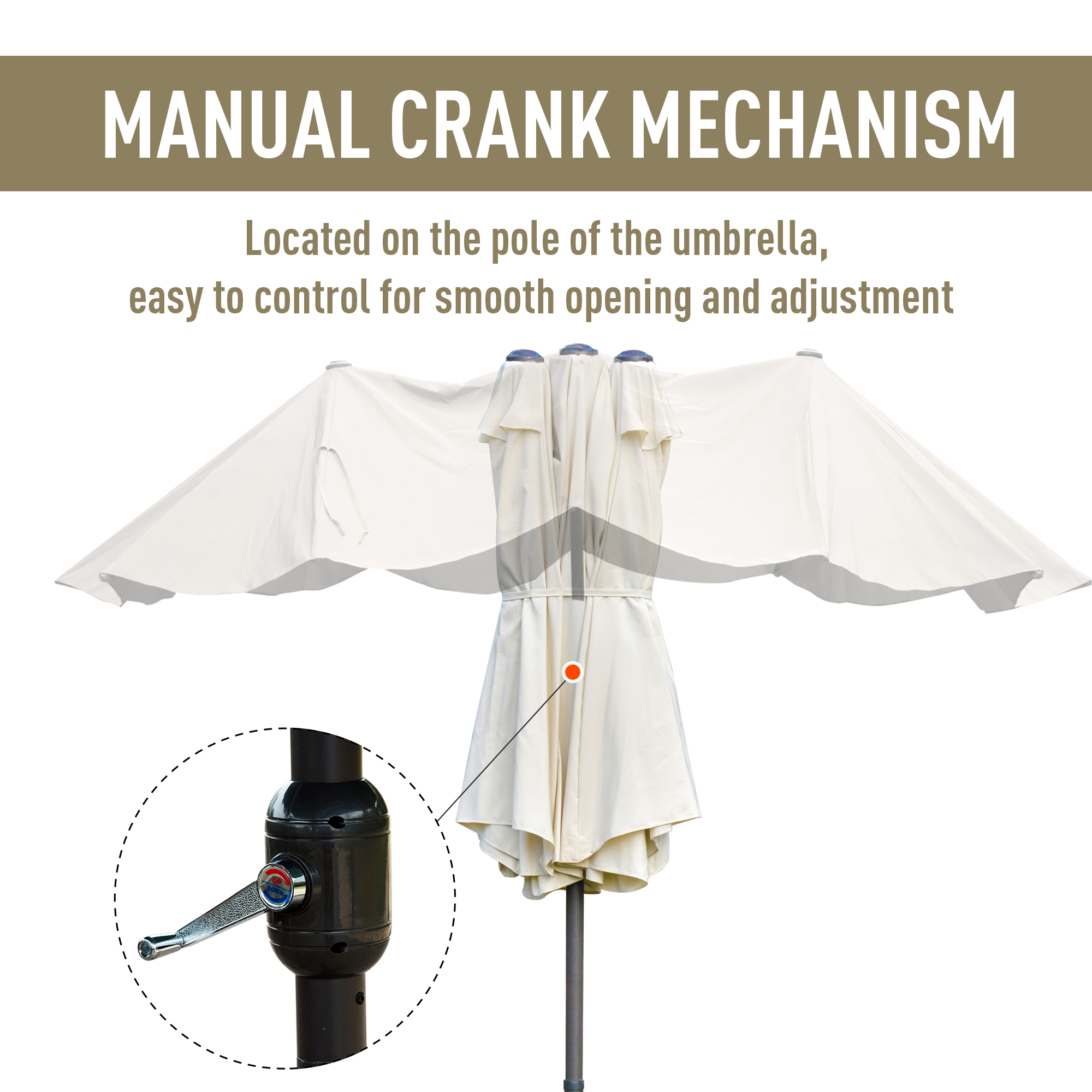 Outsunny 4.6m Garden Parasol Double-Sided Sun Umbrella Patio Market Shelter Canopy Shade Outdoor with Cross Base â€“ Off White