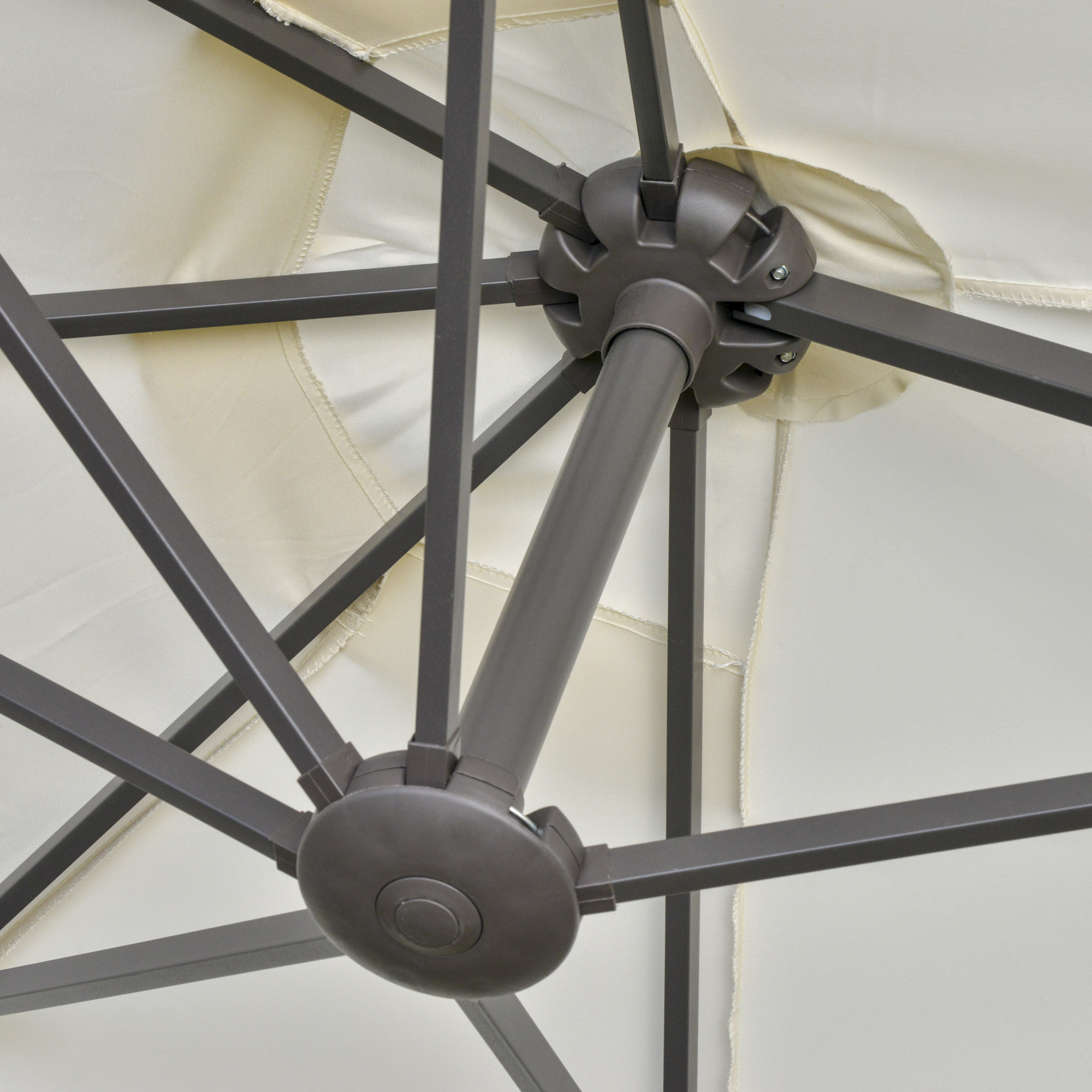 Outsunny 4.6m Garden Parasol Double-Sided Sun Umbrella Patio Market Shelter Canopy Shade Outdoor with Cross Base â€“ Off White