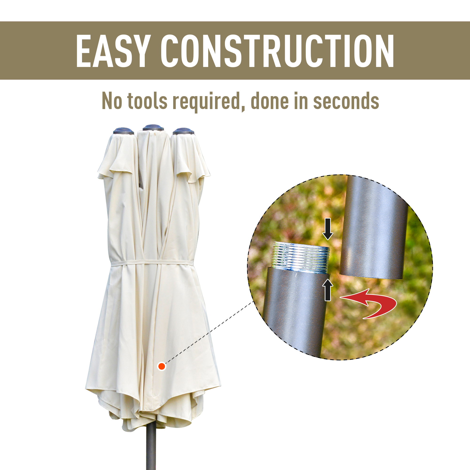Outsunny 4.6m Garden Parasol Double-Sided Sun Umbrella Patio Market Shelter Canopy Shade Outdoor with Cross Base â€“ Off White
