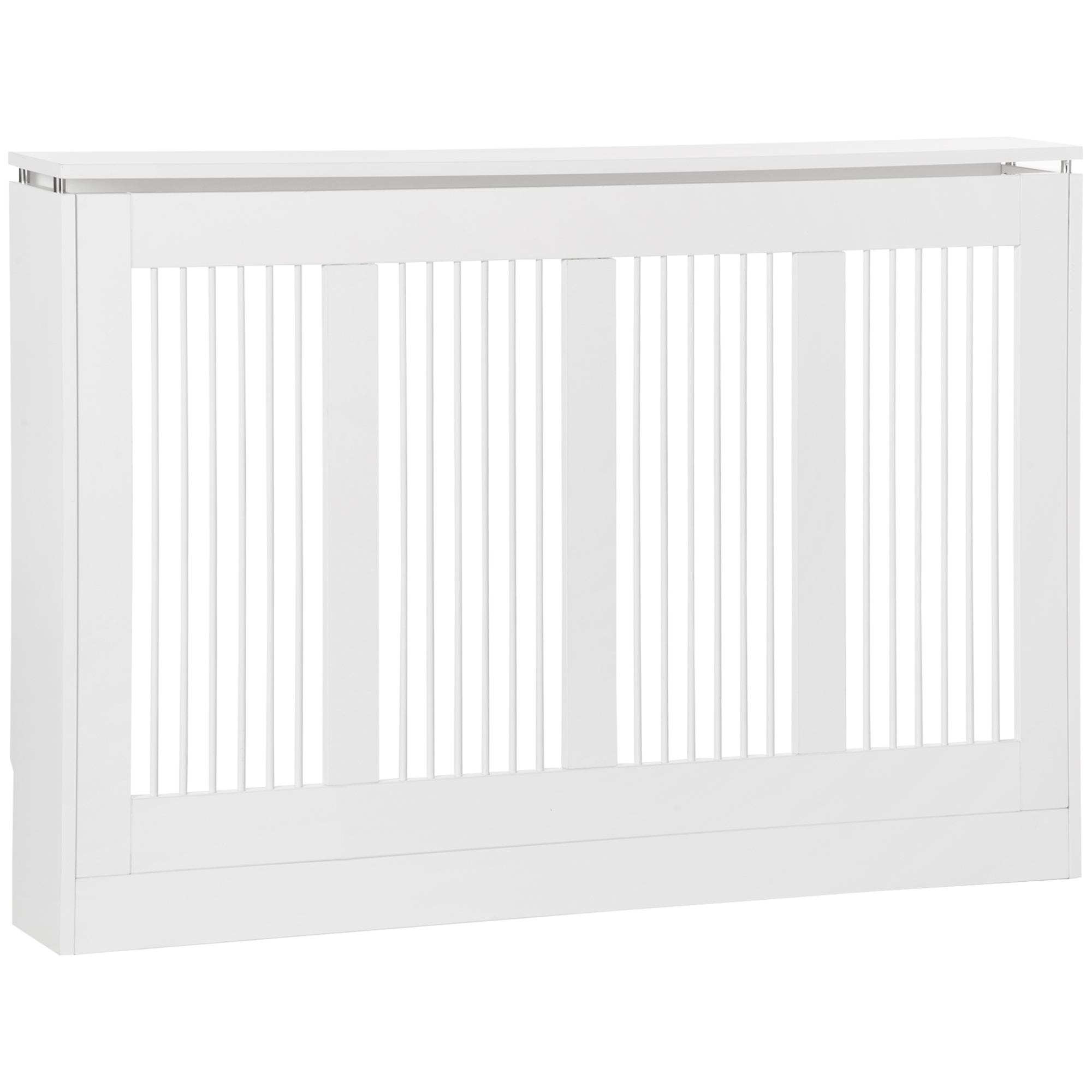 HOMCOM Copritermosifone a Doghe Moderno ed Elegante per la Casa, in MDF e Acciaio, 120x18x84cm, Bianco