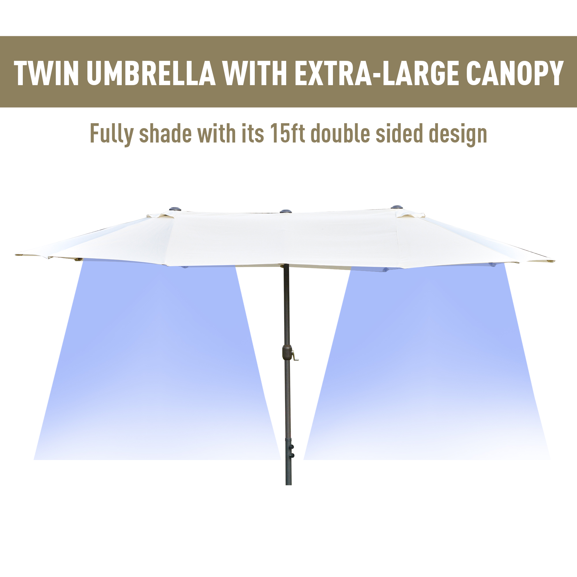 Outsunny 4.6m Garden Parasol Double-Sided Sun Umbrella Patio Market Shelter Canopy Shade Outdoor with Cross Base â€“ Off White