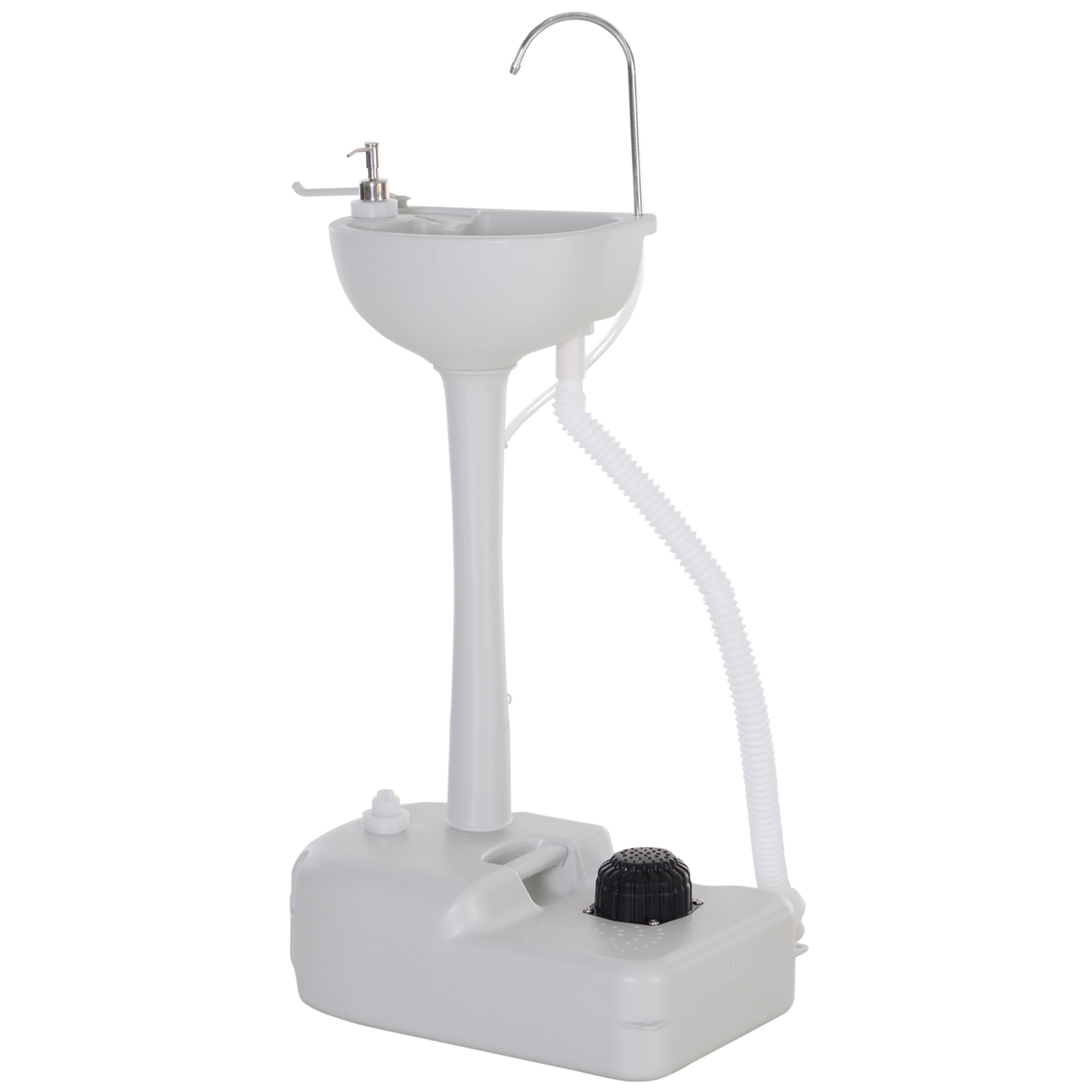 Outsunny Lavabo Portatile da Campeggio con 2 Ruote, Maniglia, Serbatoio Acqua 17L e Serbatoio Sapone 3.5L, 51x33.5x103cm