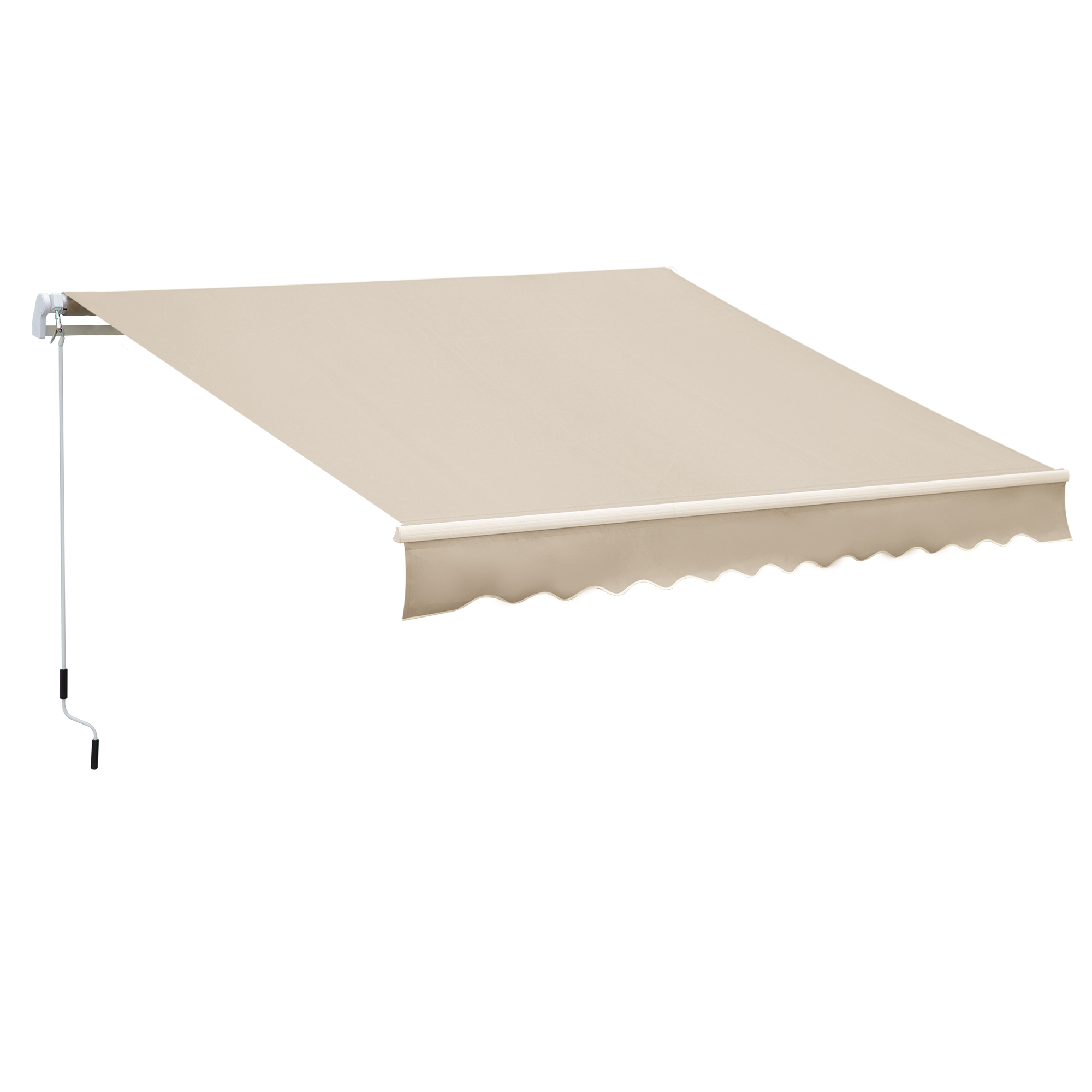 Outsunny Tenda da Sole Avvolgibile a Parete a Braccio Manuale con Manovella per Esterno Tessuto di Poliestere Alluminio 365 × 250cm Beige