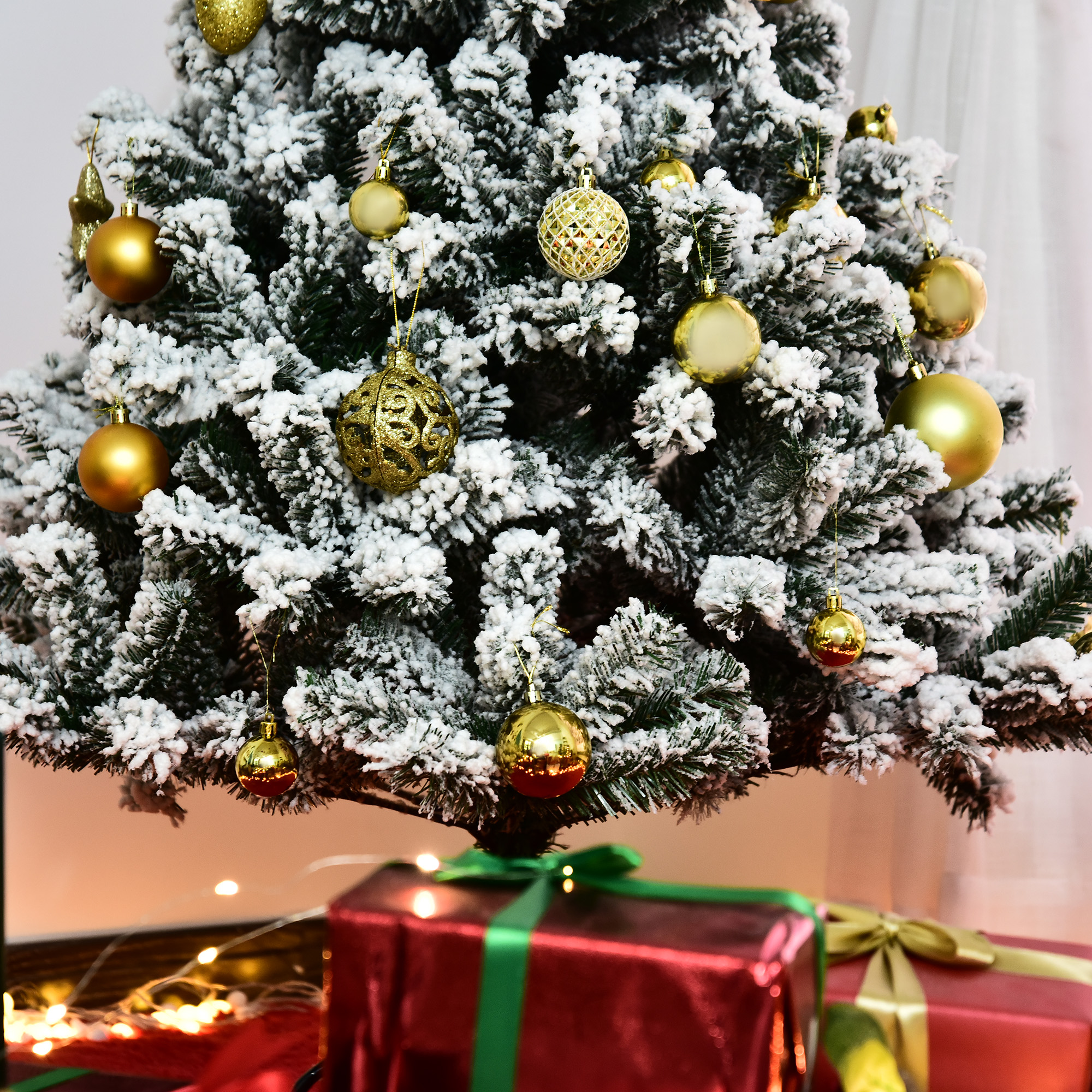 Homcom Albero di Natale Artificiale 210cm 631 Rami Folti, Verde, porta albero di