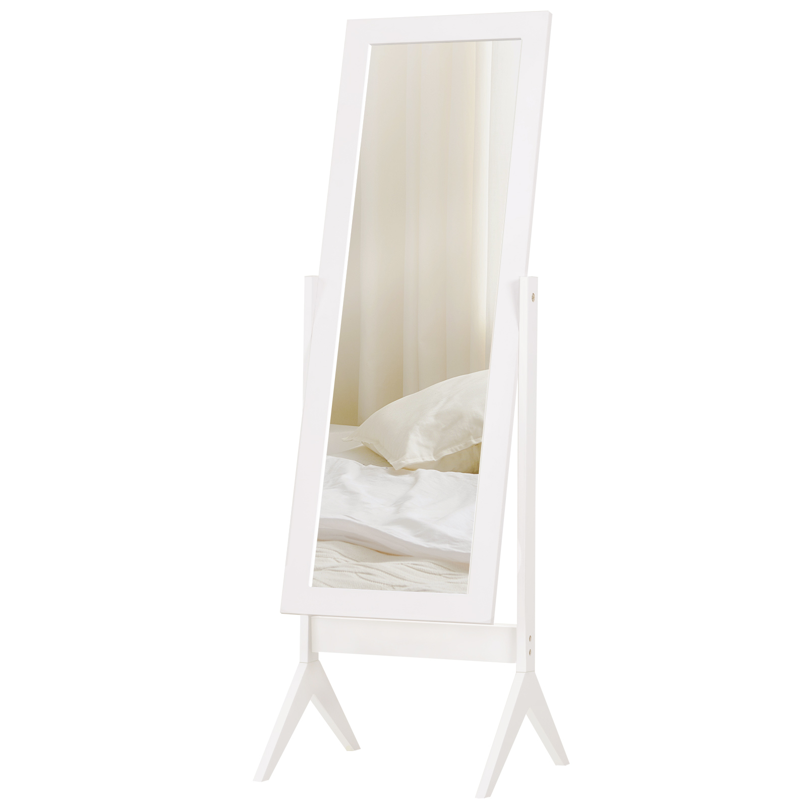 HOMCOM Tall Freestanding Dressing Mirror, Bedroom Full-Length Mirror with Adjustable Angle, 148x47cm, White