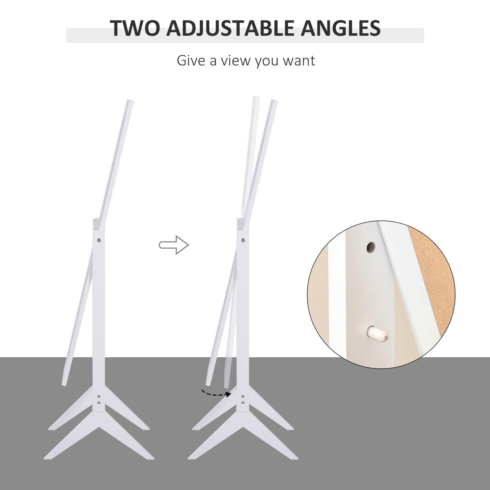 HOMCOM Tall Freestanding Dressing Mirror, Bedroom Full-Length Mirror with Adjustable Angle, 148x47cm, White