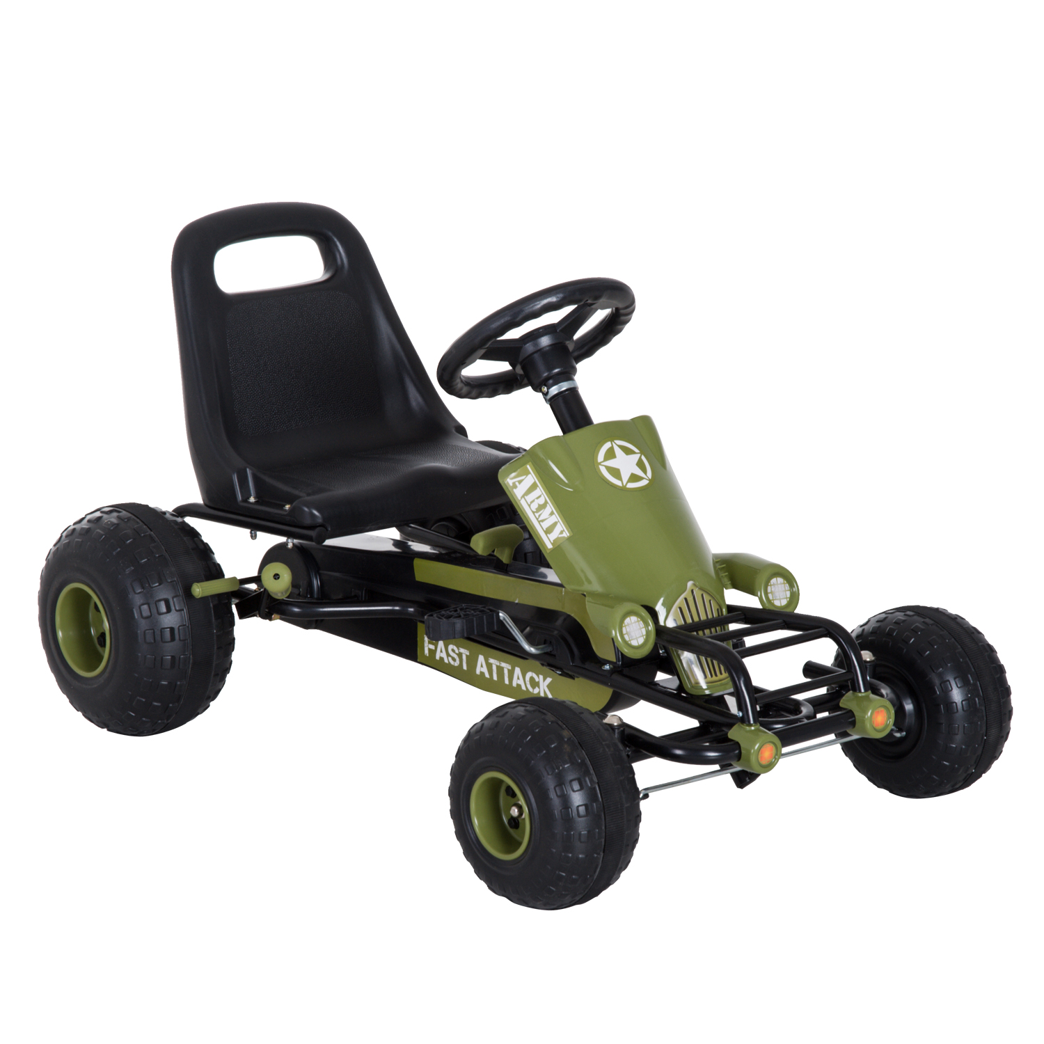 HOMCOM Skelter Met Handrem Kinder Trapauto Trapvoertuig Vanaf 3 Jaar Groen 341 025 4250871252268