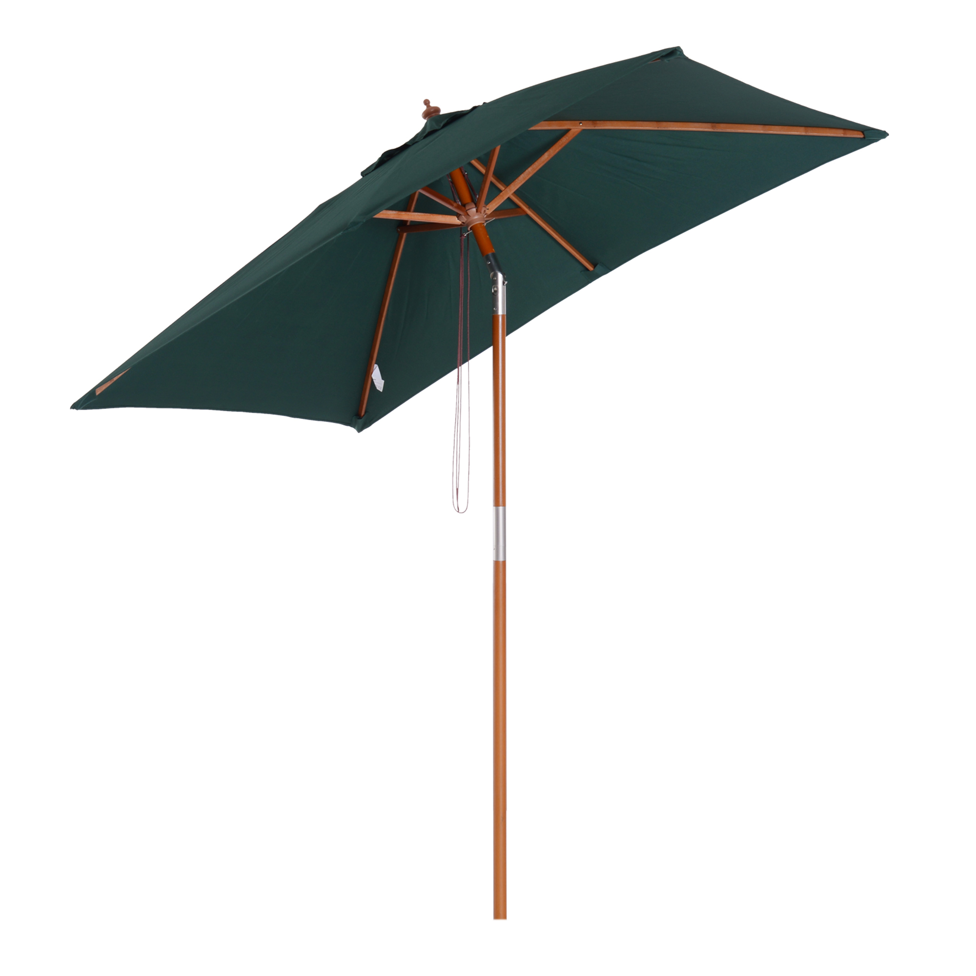 Outsunny parasol zginany parasol ogrodowy, parasol plażowy 3-stopniowa regulacja drewno jodłowe + poliester kolor zielony 200 x 150 x 230 cm
