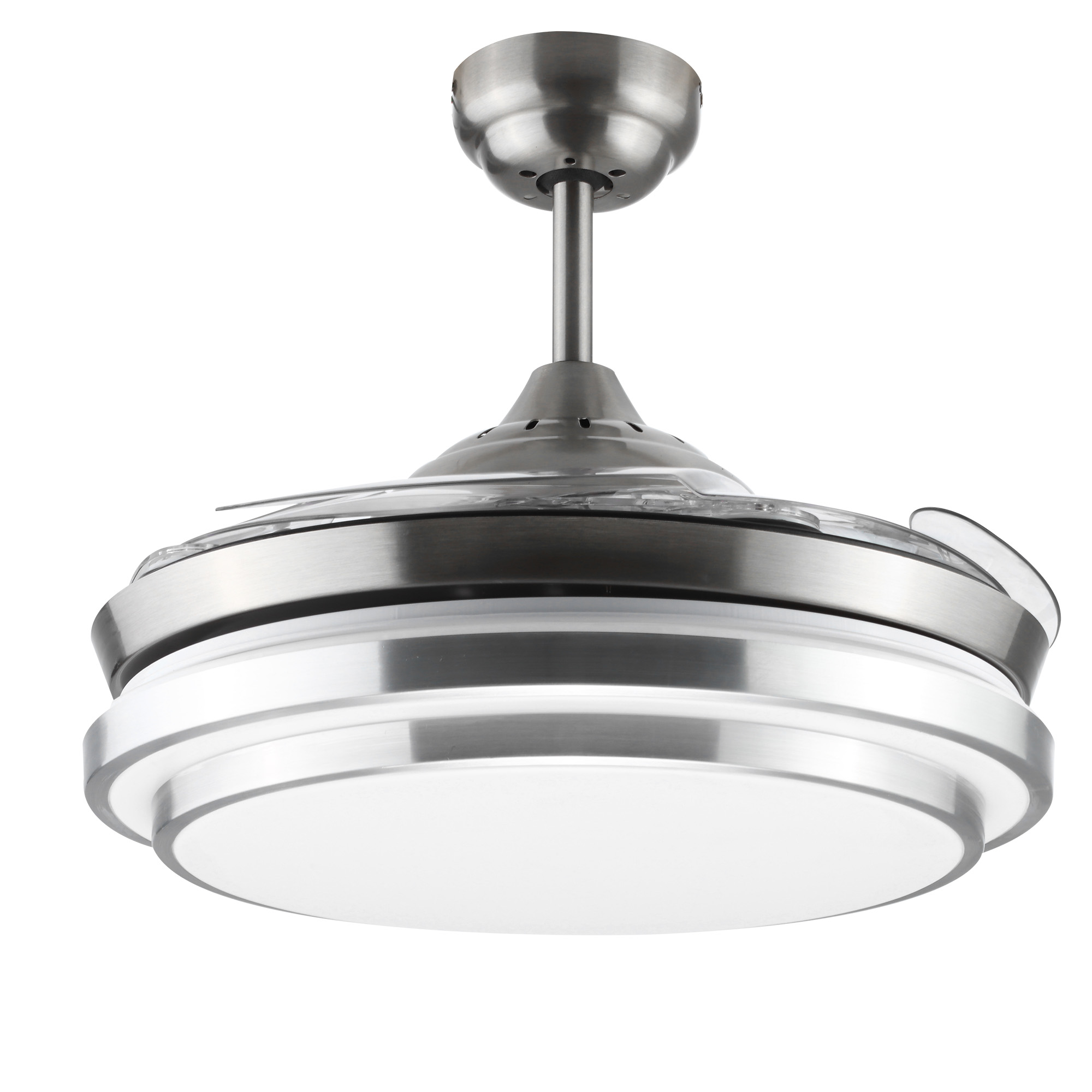 HOMCOM Indoor Ceiling Fan with Light, Retractable Blades, Modern Mount Dimmable LED Lighting Fan with Remote Controller, for Bedroom, Living Room
