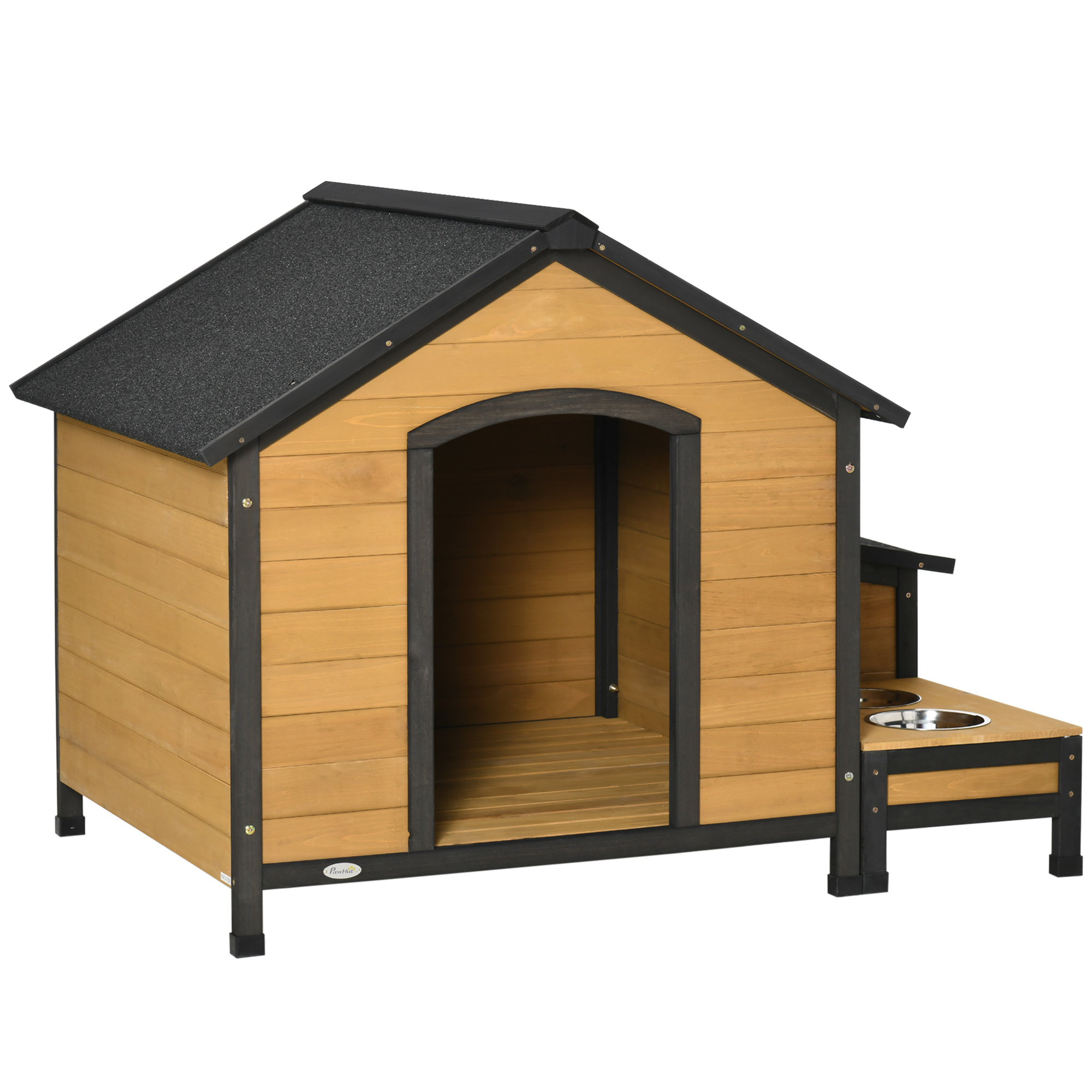 Hundehütte, Fir Wood, Dog House met terras en scharnierende asfaltdak