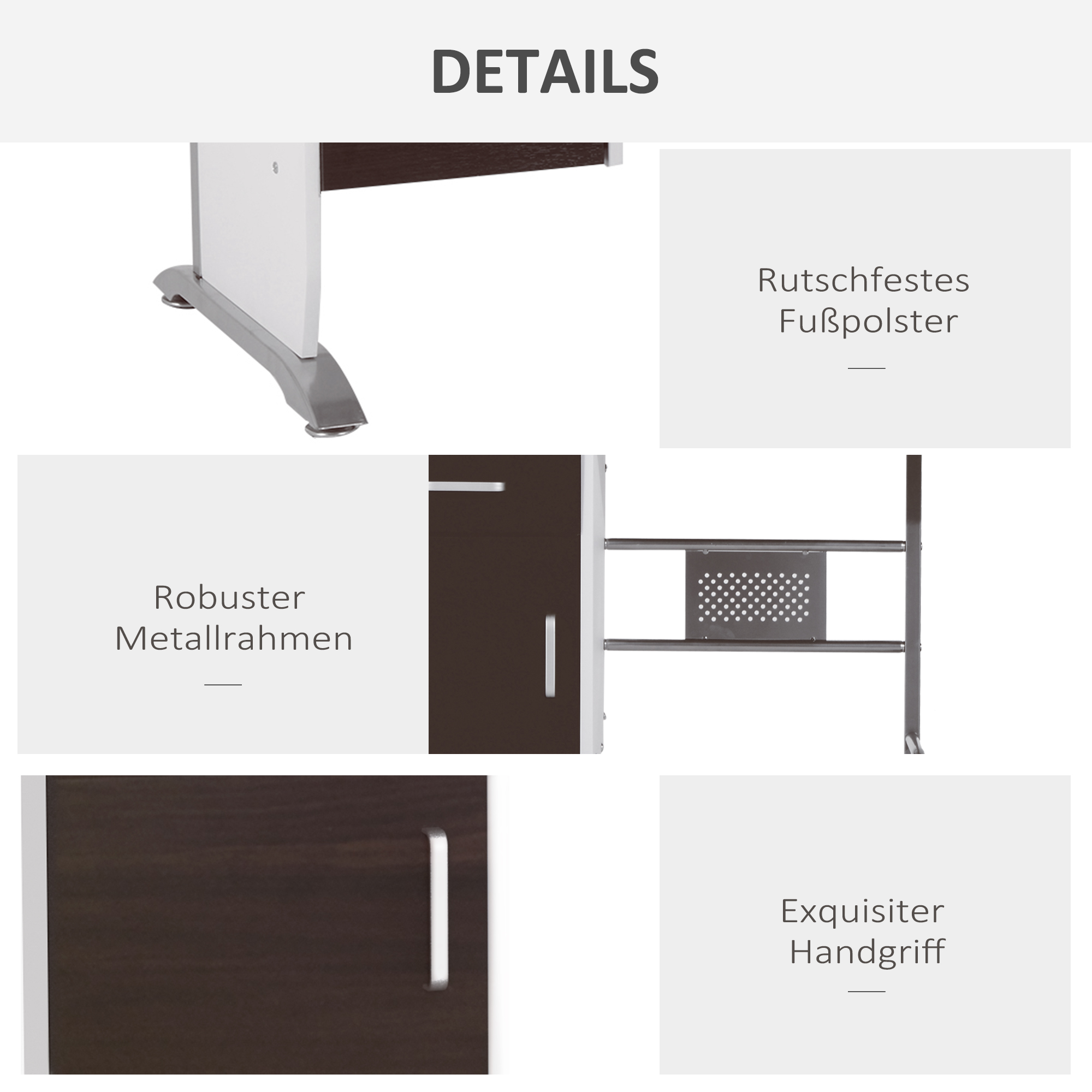 HOMCOM Home Office Workstation Desk, PC Computer Desk with Sliding Keyboard Tray, Storage Drawers, Host Box Shelf, Black Walnut