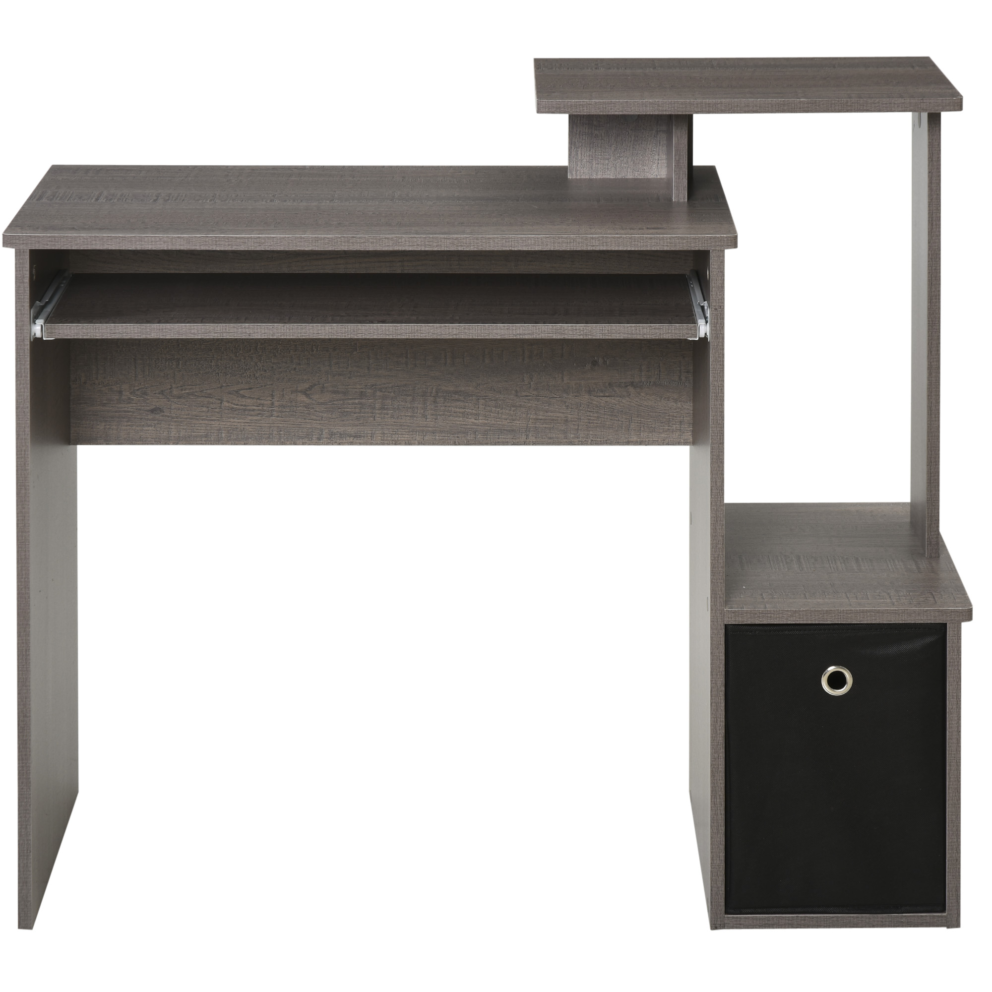 HOMCOM Compact Computer Desk, PC Desk with Sliding Keyboard Tray, Storage Drawer, Shelf, Home Office Workstation, Grey