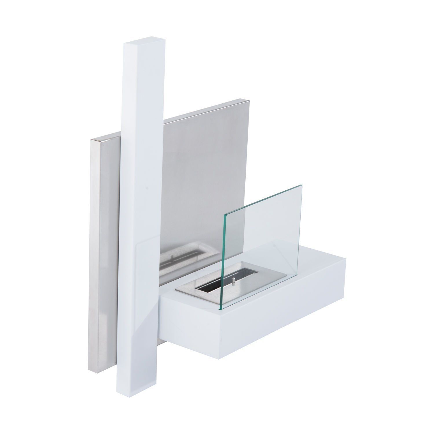 HomCom Camino a Bioetanolo in Acciaio Inox Serbatoio 1.5LT, 75 x 22 x 63cm Camino Decorativo da Parete