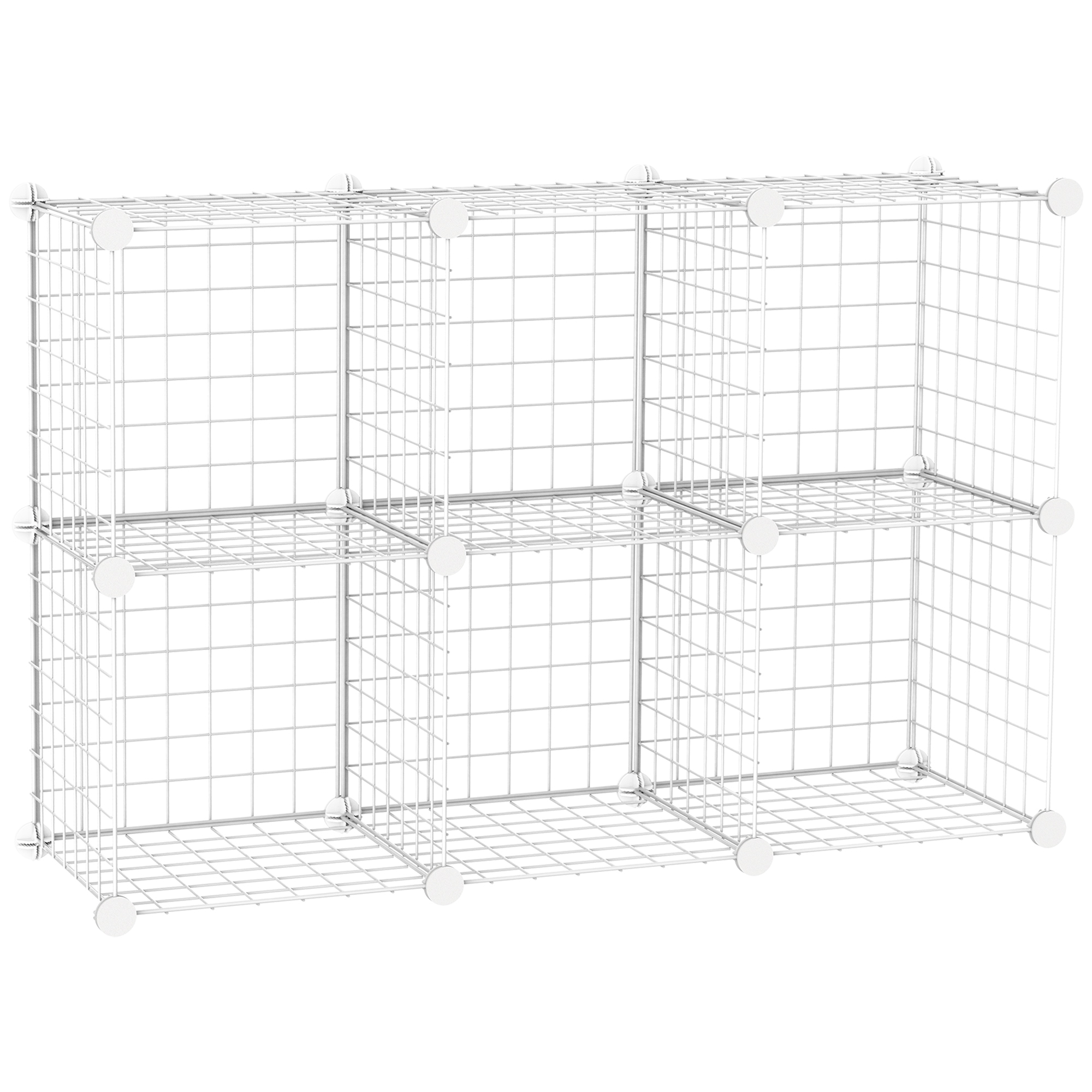 HOMCOM Mobile Scarpiera Modulare Salvaspazio, 6 Cubi 30x30x30 cm in Acciaio e PP, 94x32x94 cm, Bianco