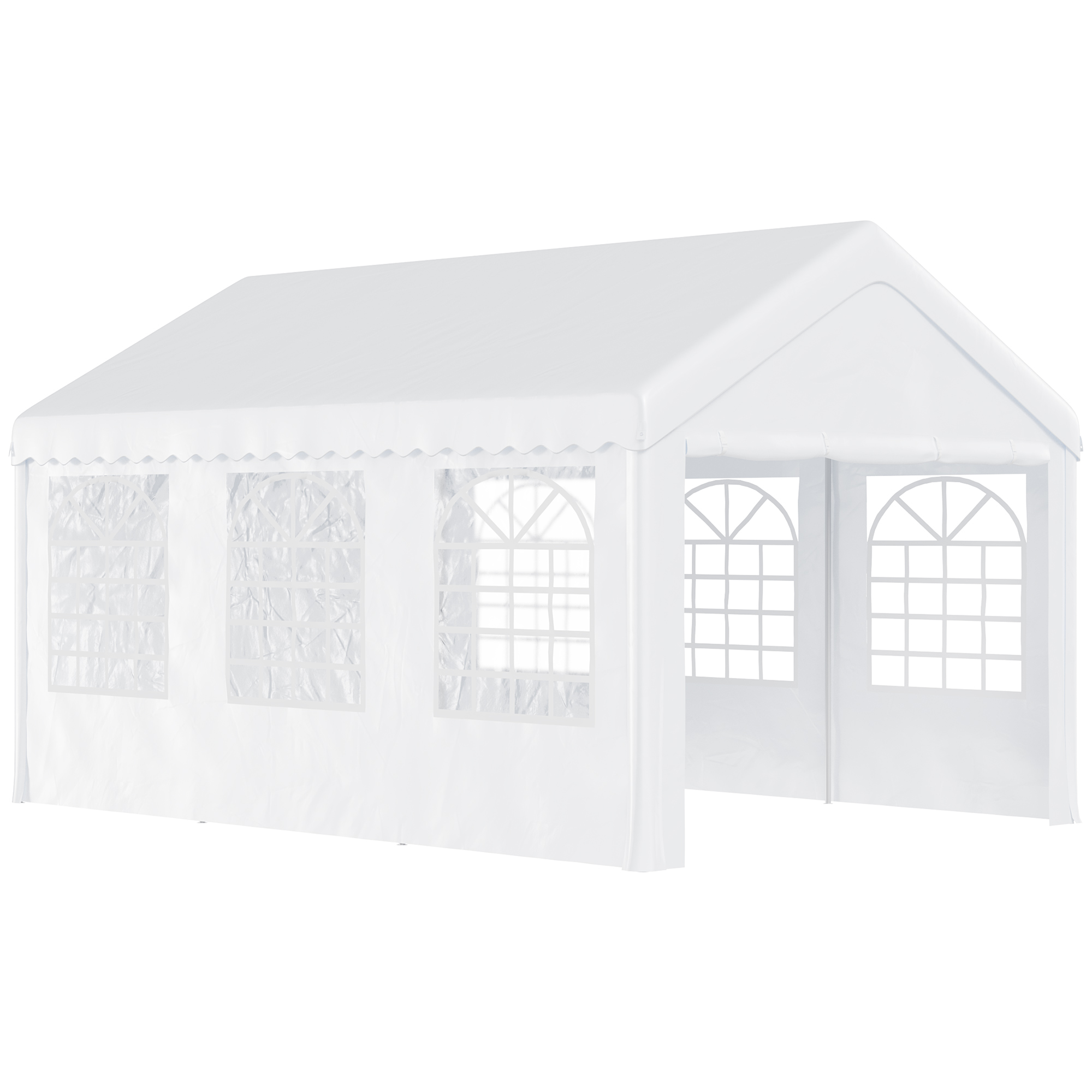 Outsunny Tente de réception chapiteau de jardin chapiteau barnum 4 parois amovibles portes zippées idéal pour fête mariage soirée 6 x 4 x 2,8 m acier toile polyéthylène 180 g/m² blanc