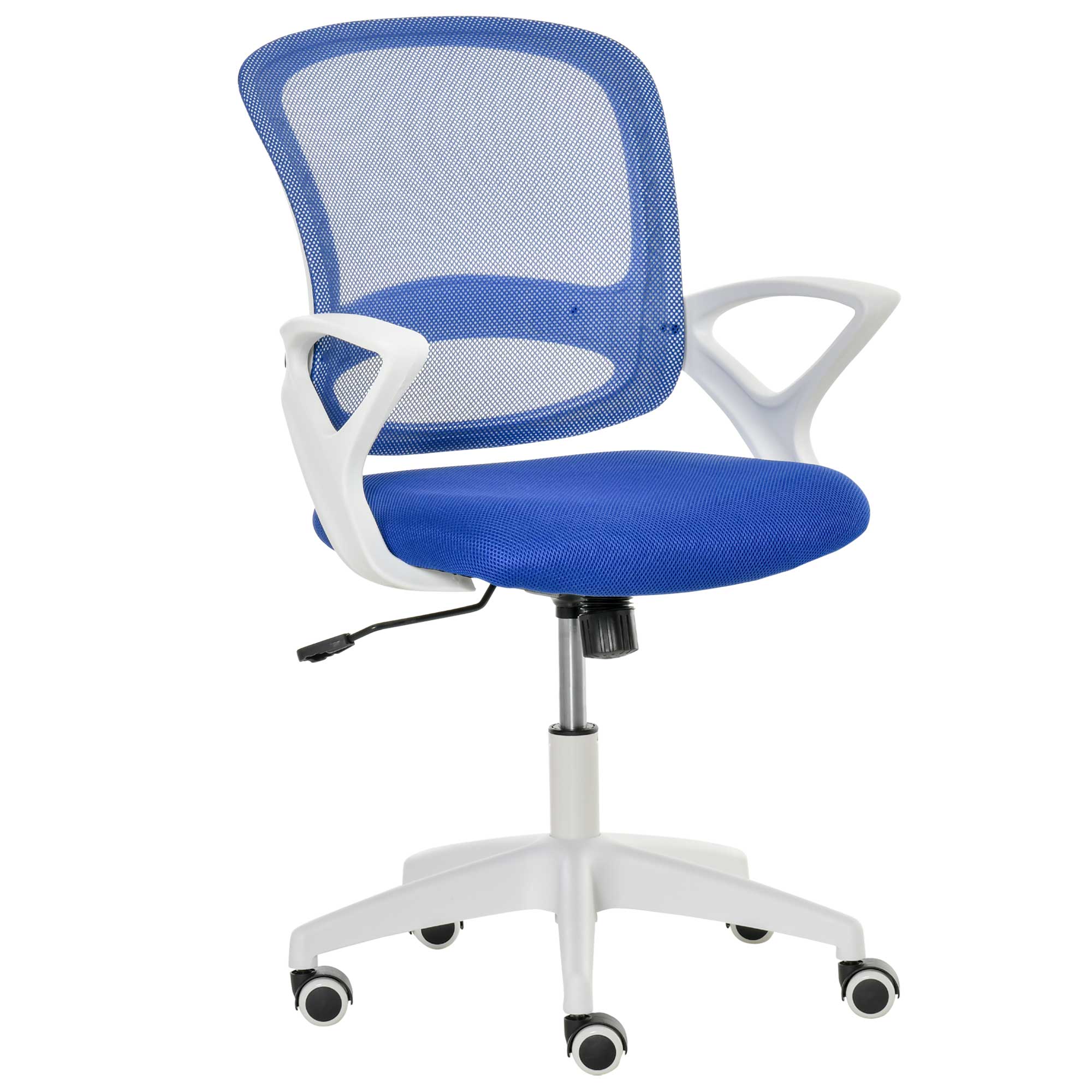 Vinsetto Sedia da Ufficio Ergonomica con Seduta Imbottita e Schienale a Rete, Altezza Regolabile, 65.5x61.5x88-97.5cm, Blu Aosom Sedie Ufficio