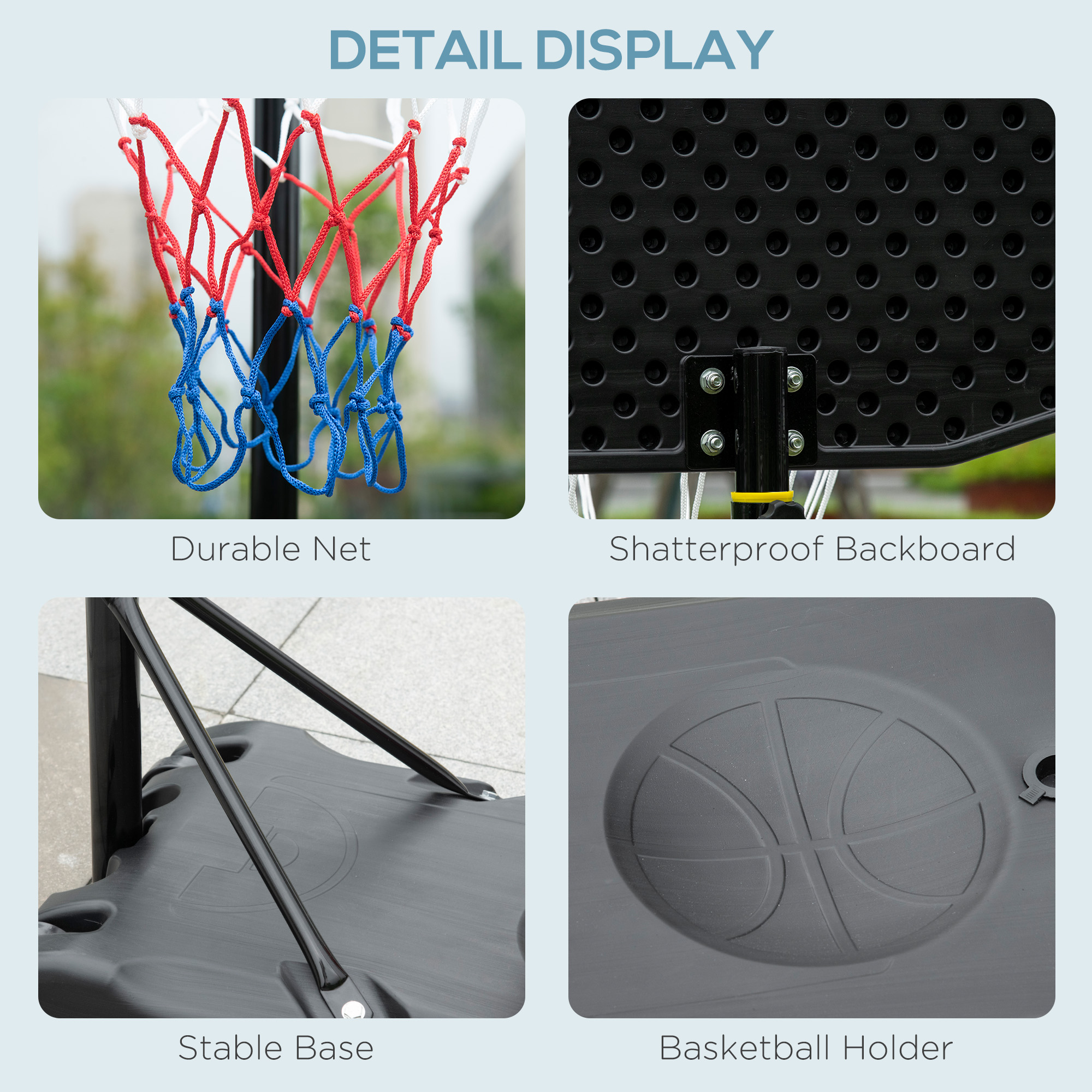 HOMCOM Adjustable Basketball Hoop and Stand, with Wheels and Weight Base
