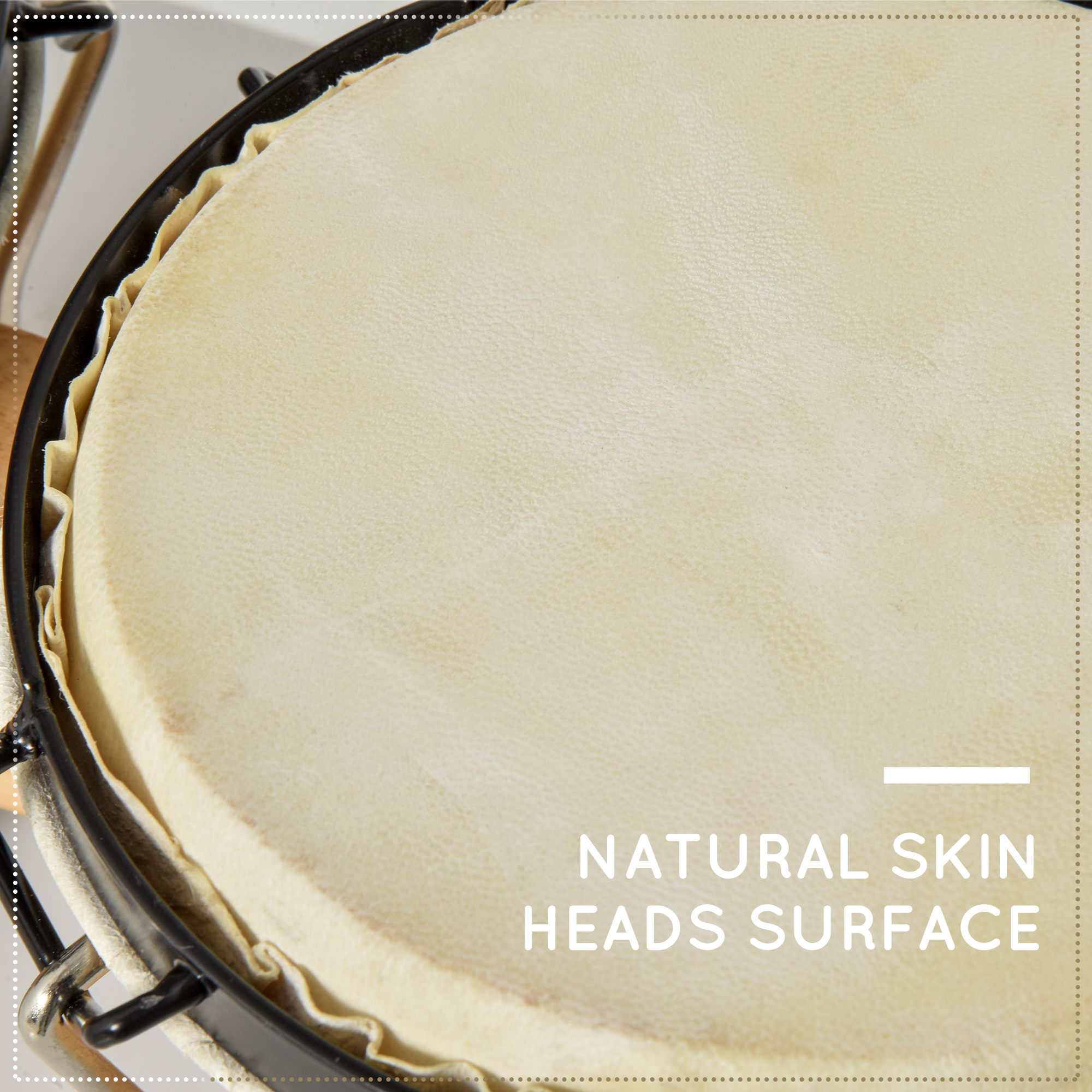 HOMCOM Wooden Bongo Drum Set w/ Sheepskin Drum Head, Percussion Instrument, Î¦7.75" & Î¦7" Drums, for Kids Adults, w/ Tuning Wrench