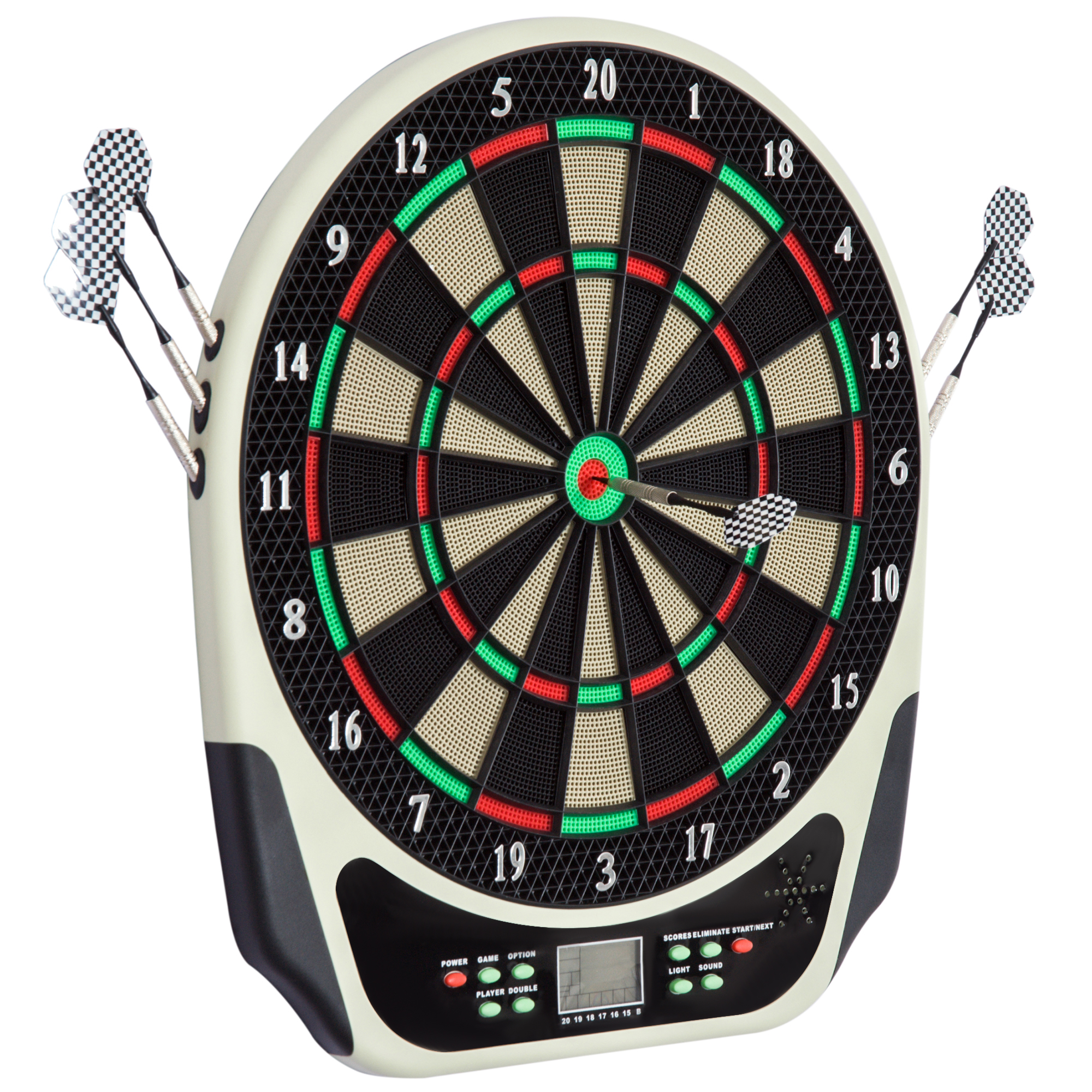 HOMCOM dartbord elektronisch 6 darts 8 spelers 27 spellen 243 variaties LCD-display geluidseffecten spraakuitvoer voor thuis zwart | Aosom.nl
