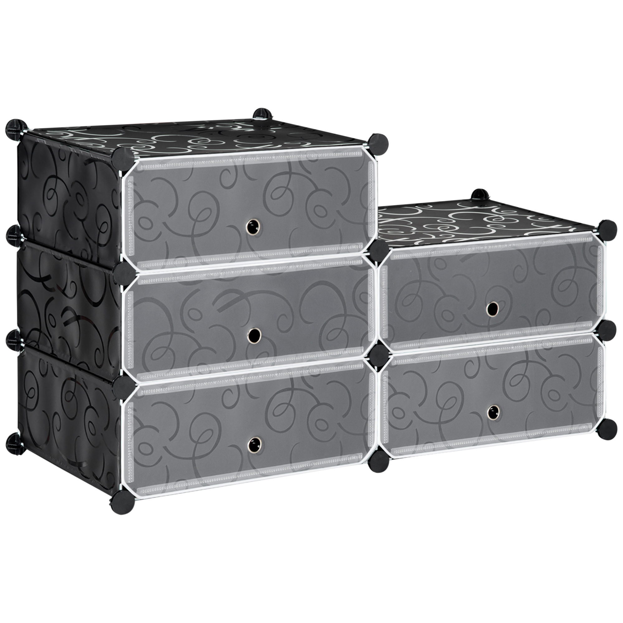 HOMCOM Modulair Schoenenrek Systeem voor 6 Paar Schoenen, 49x36,5x108 cm, Zwart Wit | Netherlands
